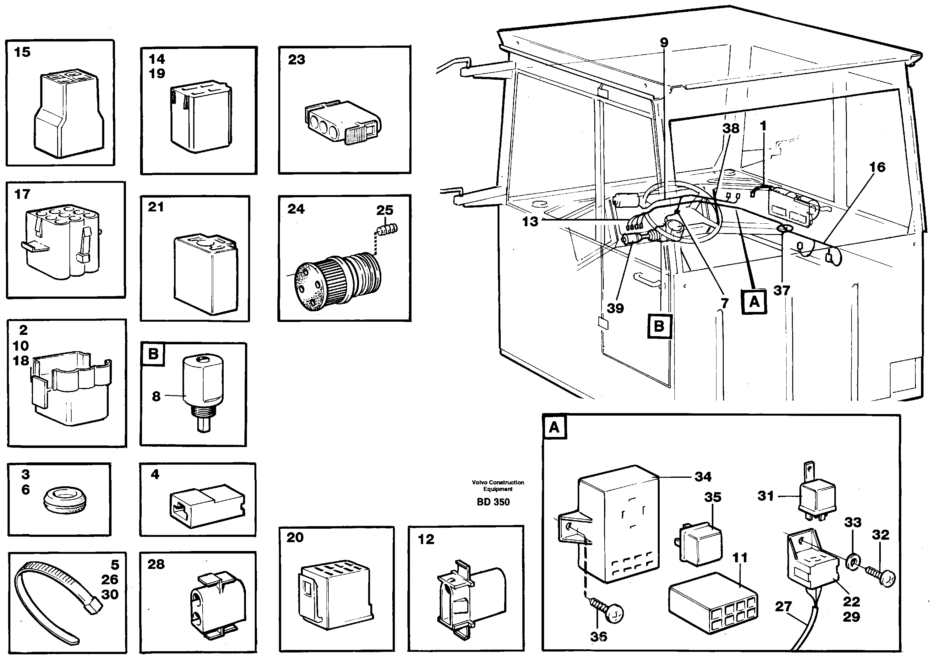 Схема запчастей Volvo A30 VOLVO BM VOLVO BM A30 - 21047 Cable harnesses, cab 
