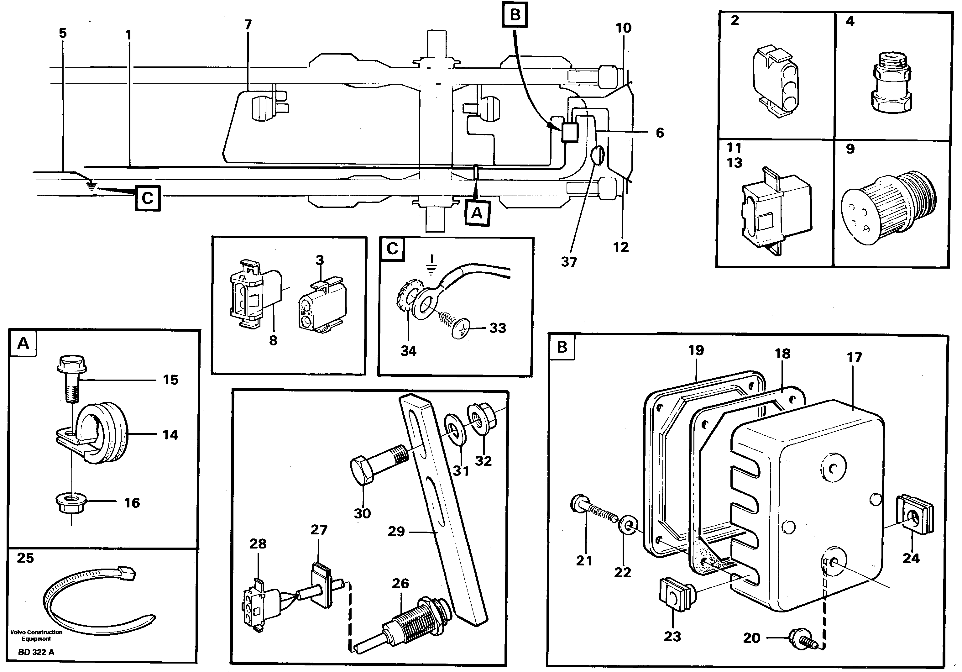 Схема запчастей Volvo A30 VOLVO BM VOLVO BM A30 - 23050 Cable harnesses, rear 
