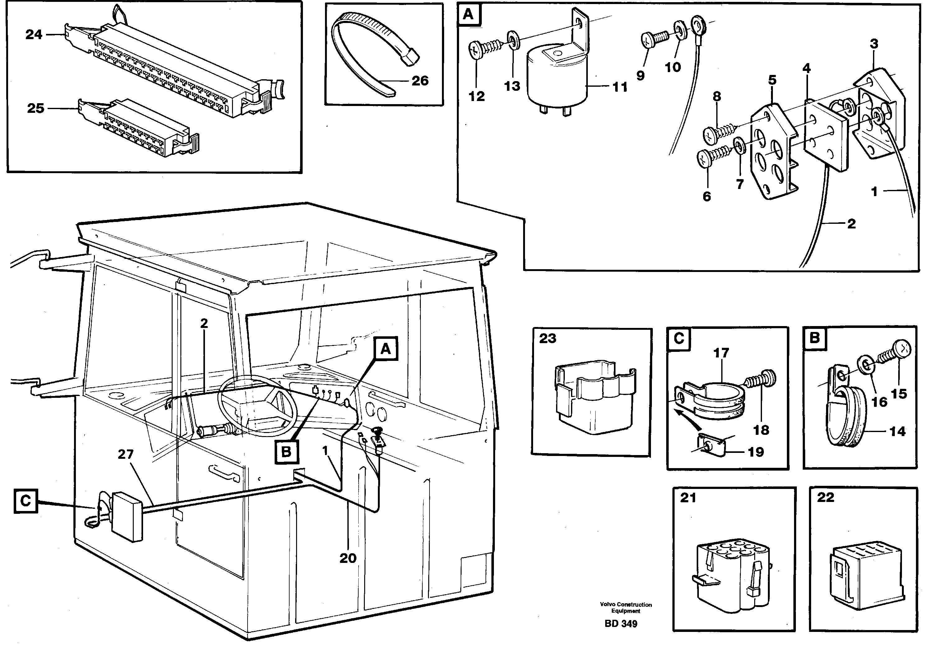Схема запчастей Volvo A30 VOLVO BM VOLVO BM A30 - 9376 Cable harnesses, cab 