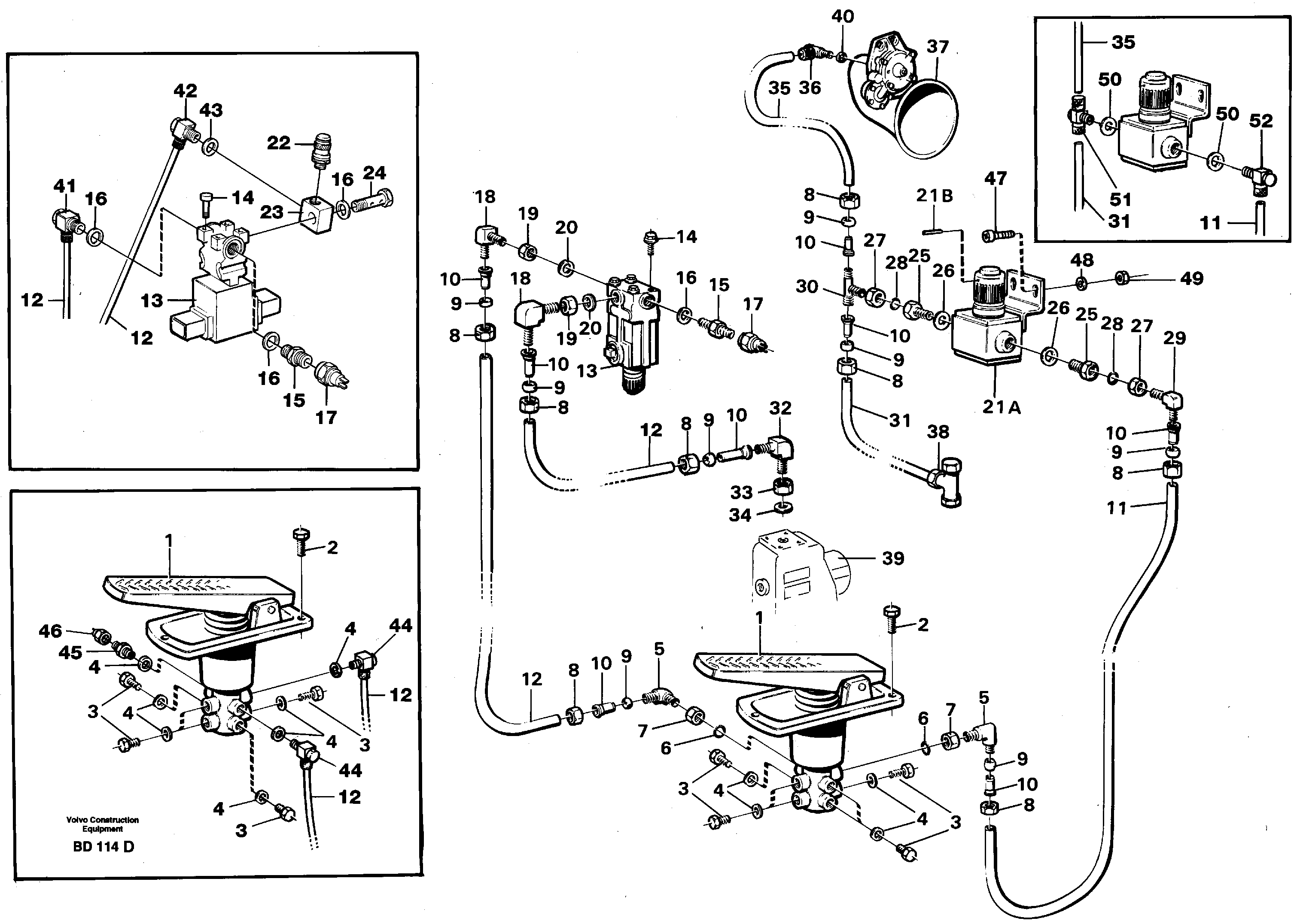 Схема запчастей Volvo A30 VOLVO BM VOLVO BM A30 - 98760 Пневмо система ретардера ретардера (тормоза-замедлителя) 