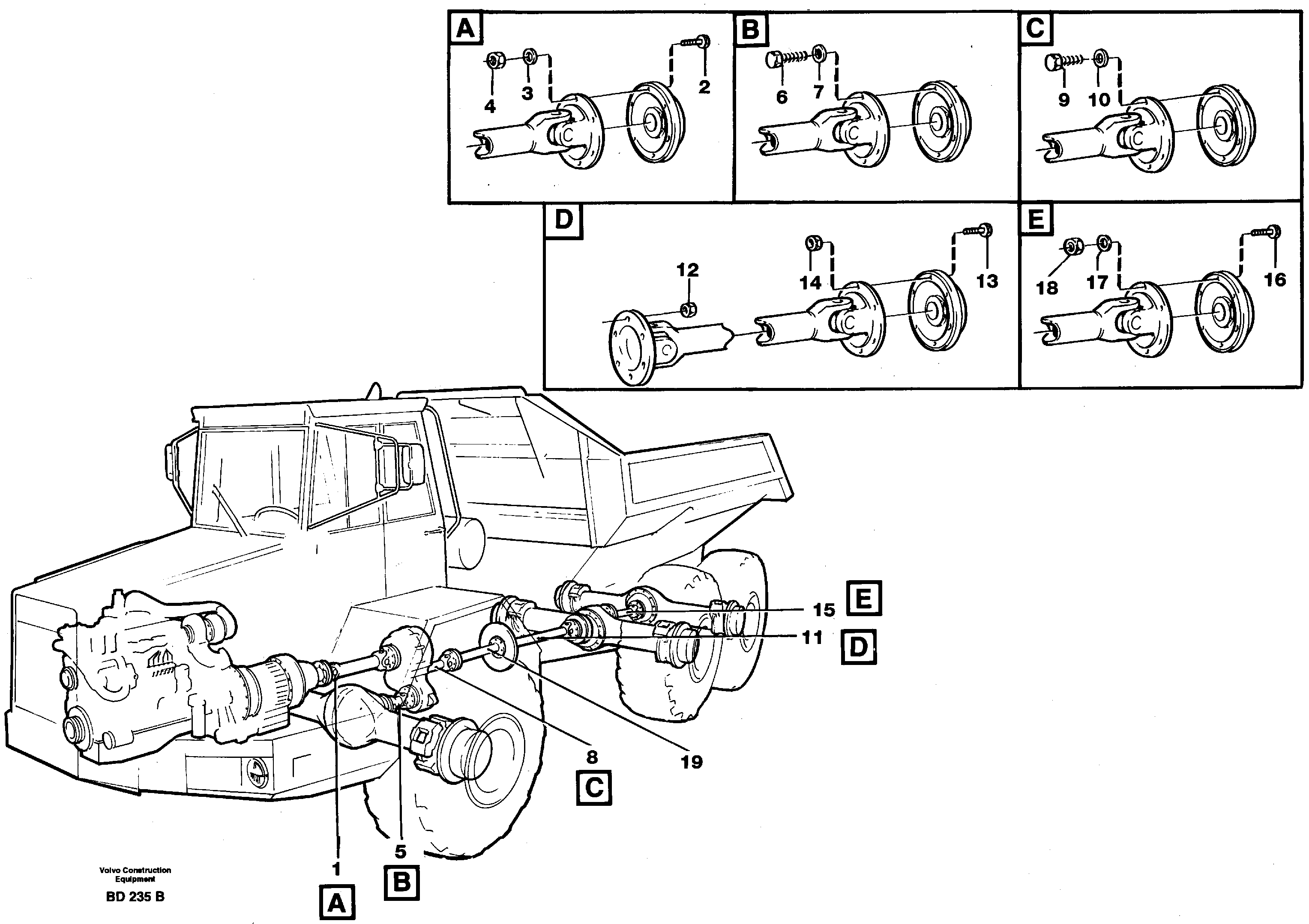 Схема запчастей Volvo A30 VOLVO BM VOLVO BM A30 - 5269 Propeller shafts with fitting parts 
