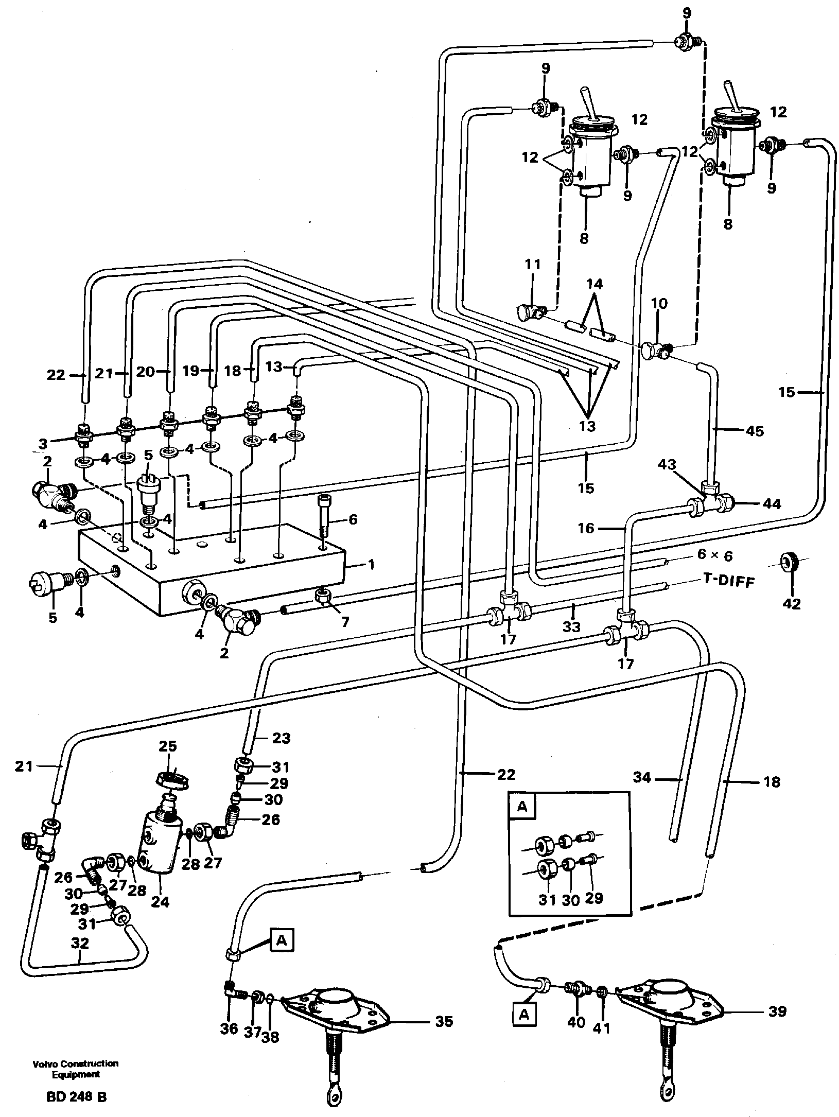 Схема запчастей Volvo A30 VOLVO BM VOLVO BM A30 - 5278 Pneumatic system: Diff Cab 