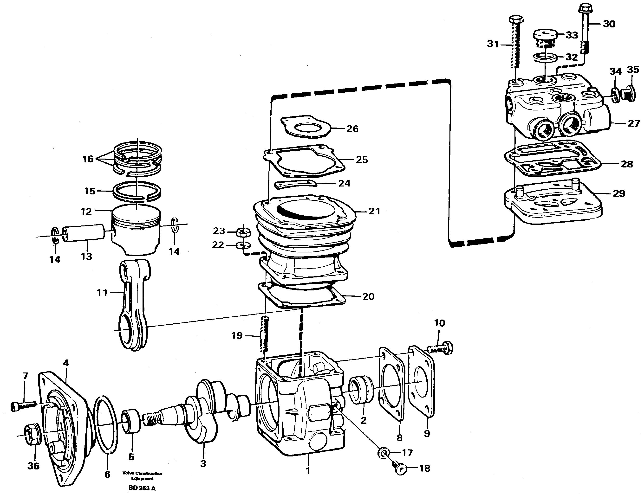 Схема запчастей Volvo A30 VOLVO BM VOLVO BM A30 - 15504 Air compressor 