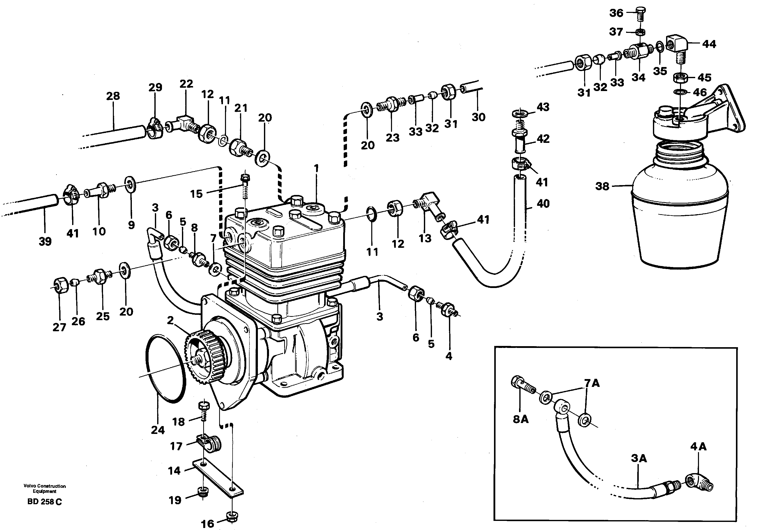 Схема запчастей Volvo A30 VOLVO BM VOLVO BM A30 - 89061 Air-compressor with fitting parts 