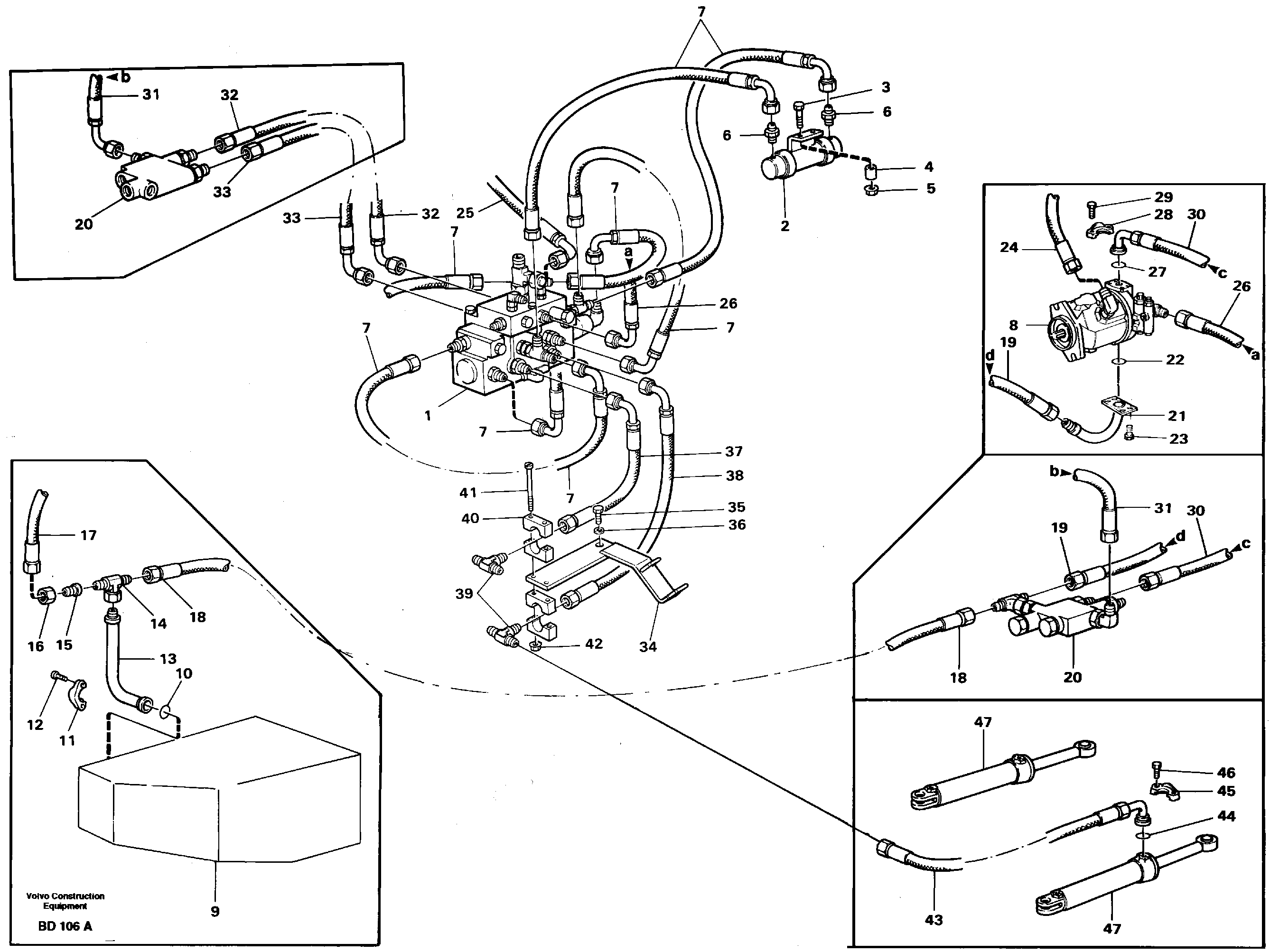 Схема запчастей Volvo A30 VOLVO BM VOLVO BM A30 - 87308 Steering system, pipes and hoses 