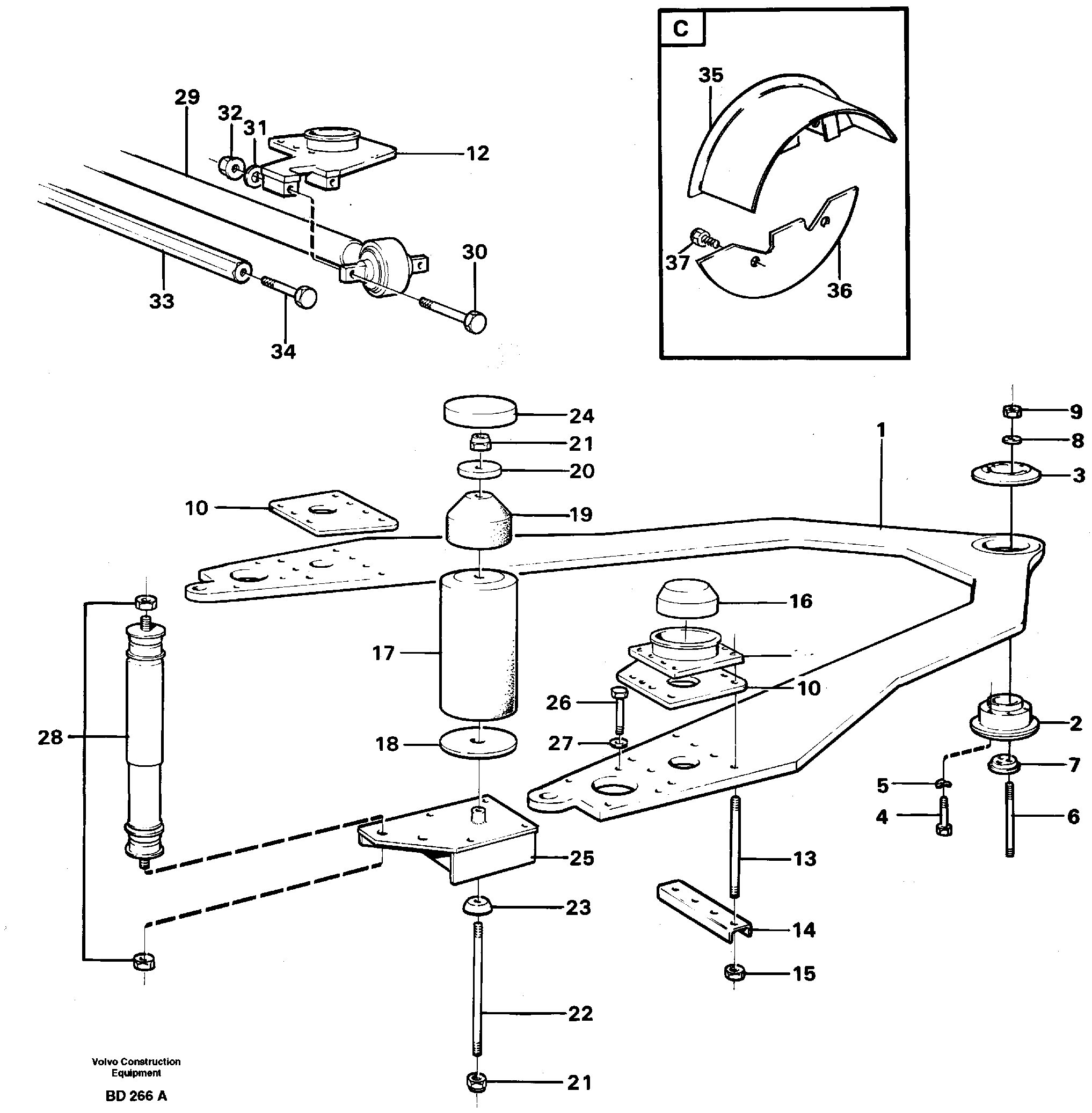 Схема запчастей Volvo A30 VOLVO BM VOLVO BM A30 - 25913 Front axle suspension 