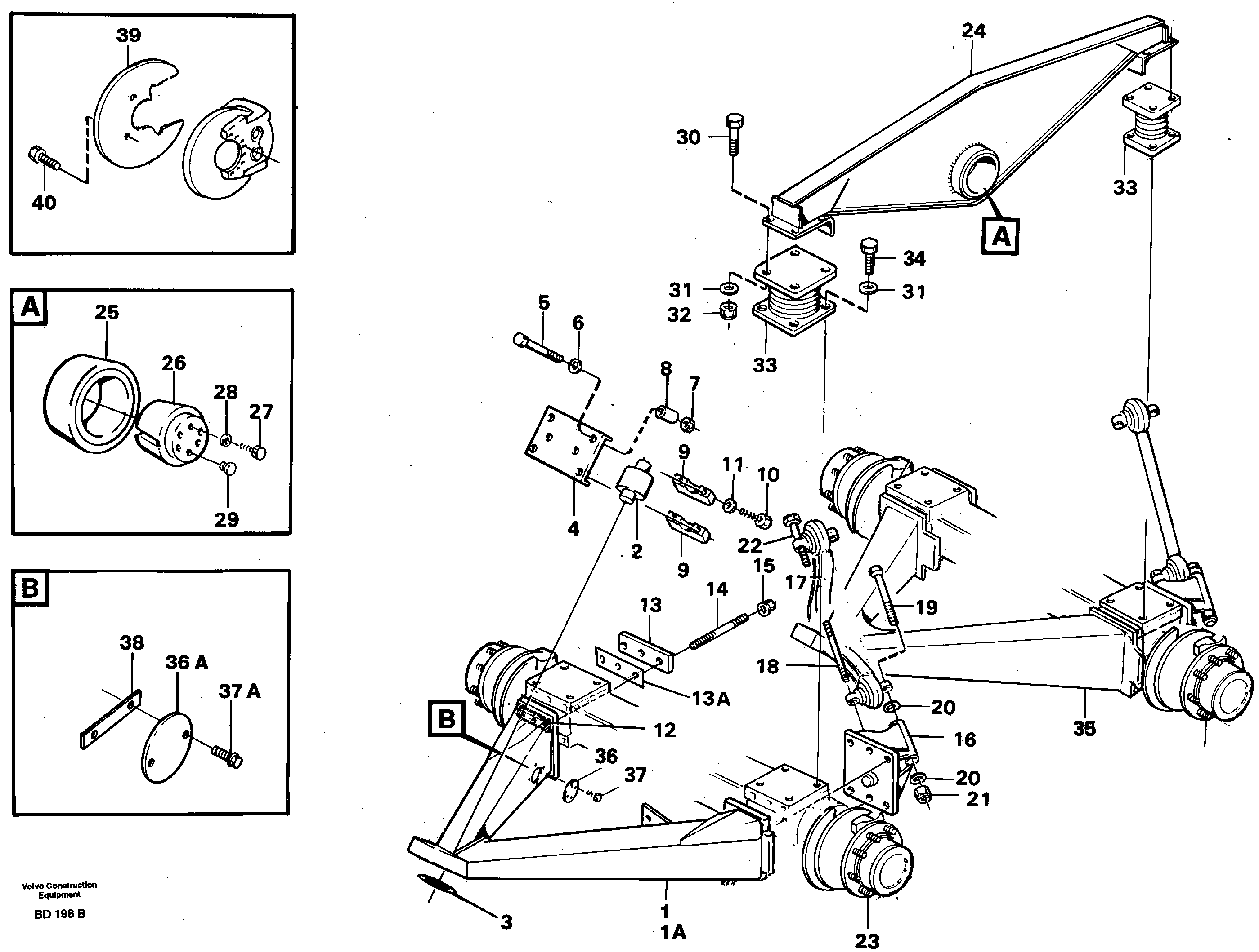 Схема запчастей Volvo A30 VOLVO BM VOLVO BM A30 - 20709 Bogie mounting block front 