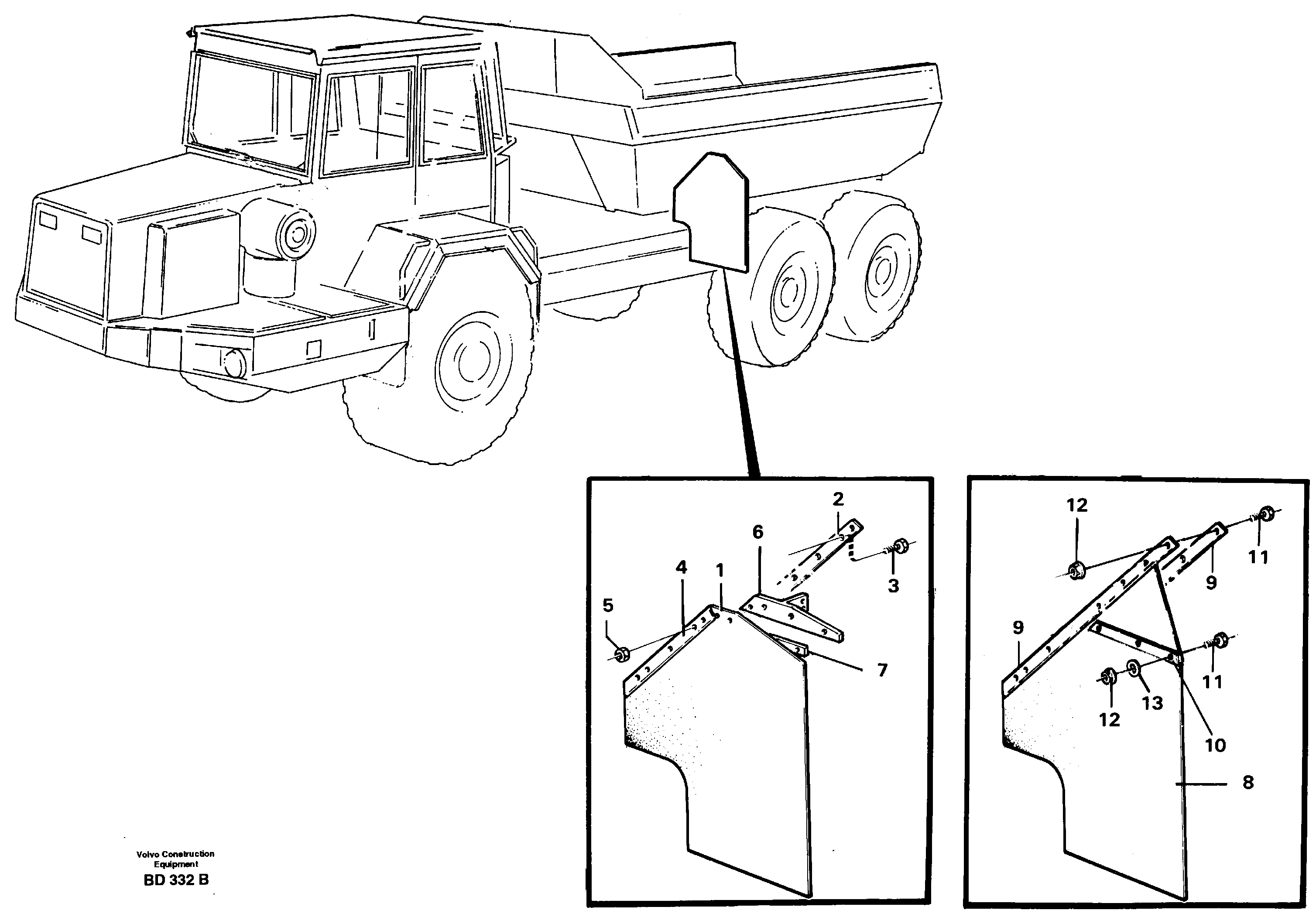 Схема запчастей Volvo A30 VOLVO BM VOLVO BM A30 - 32325 Mudflap, load unit 