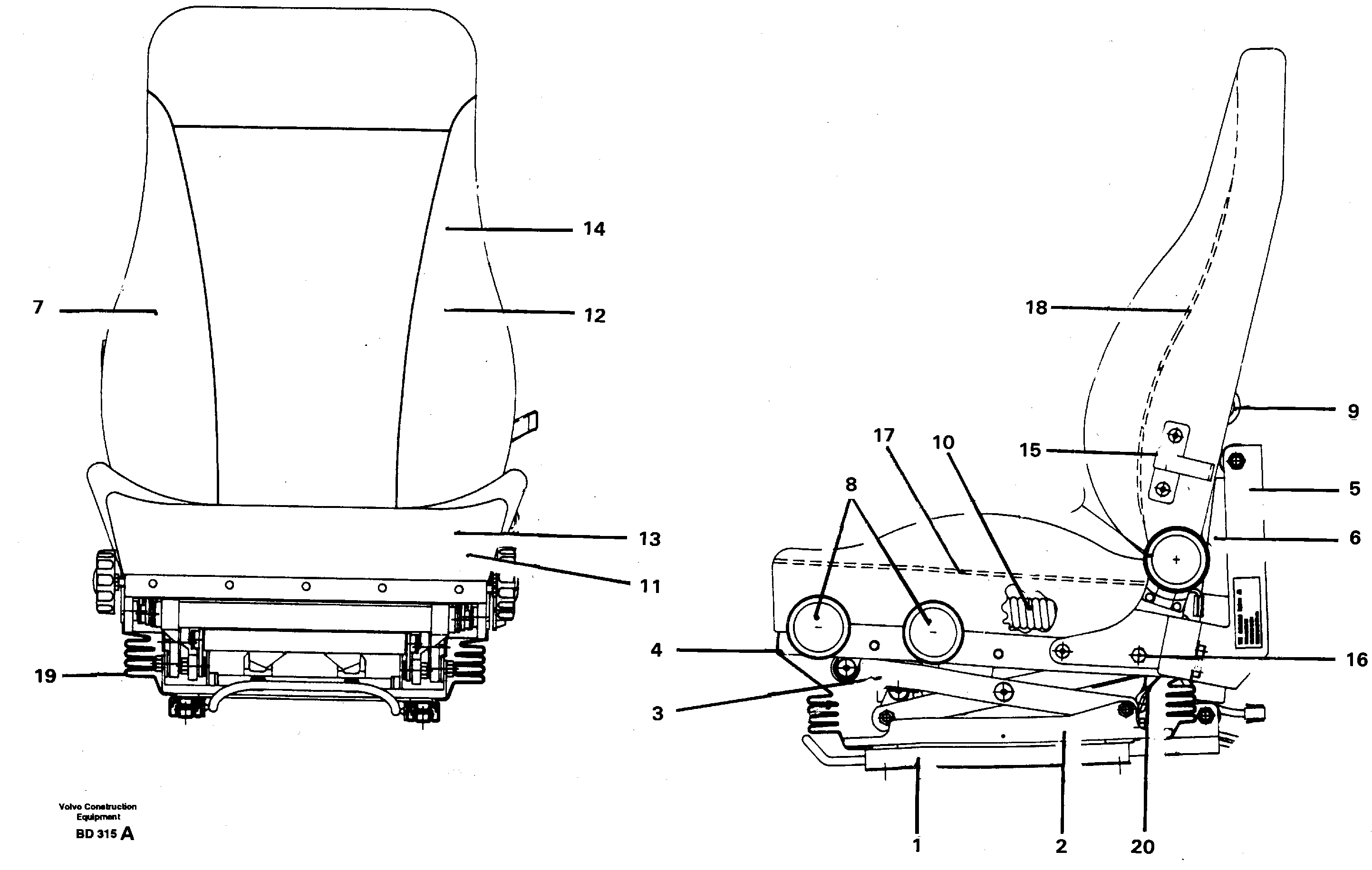 Схема запчастей Volvo A30 VOLVO BM VOLVO BM A30 - 38287 Operators seat 