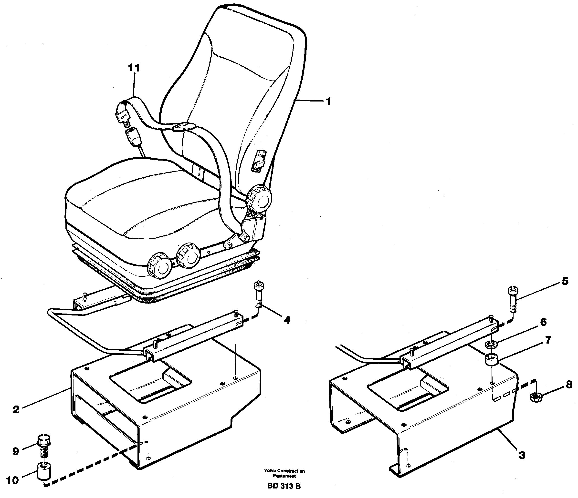 Схема запчастей Volvo A30 VOLVO BM VOLVO BM A30 - 78042 Operator seat with fitting parts 