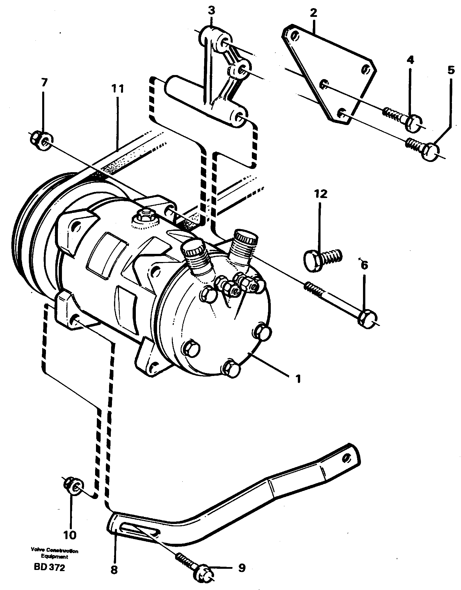 Схема запчастей Volvo A30 VOLVO BM VOLVO BM A30 - 6241 Compressor for cooling agent R134a with fitting parts 