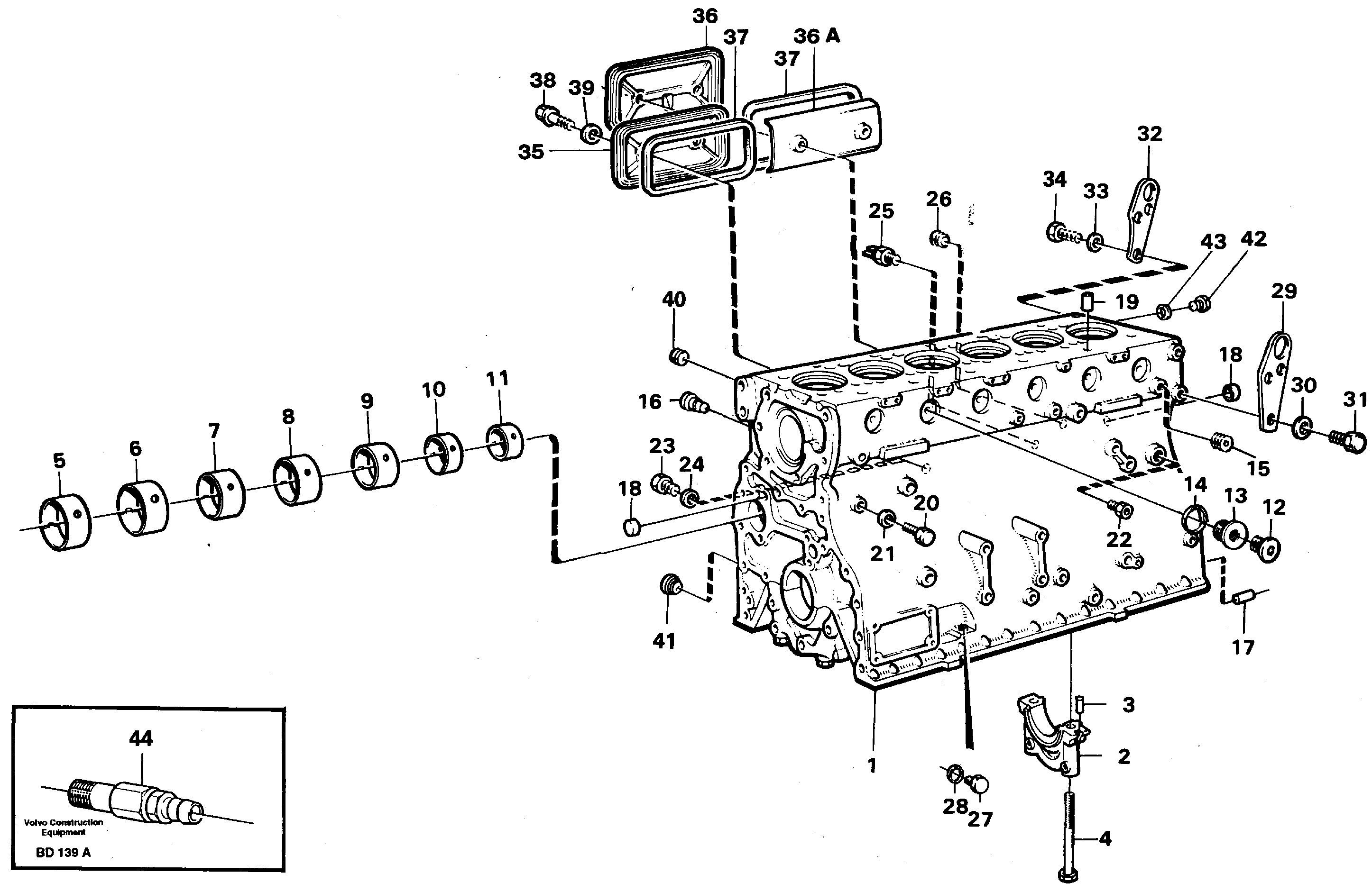 Схема запчастей Volvo A30 VOLVO BM VOLVO BM A30 - 98978 Блок цилиндров 