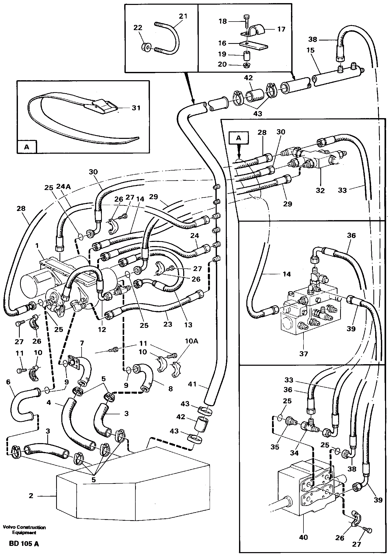 Схема запчастей Volvo A30 VOLVO BM VOLVO BM A30 - 77919 Hydraulic system pipe and hoses 