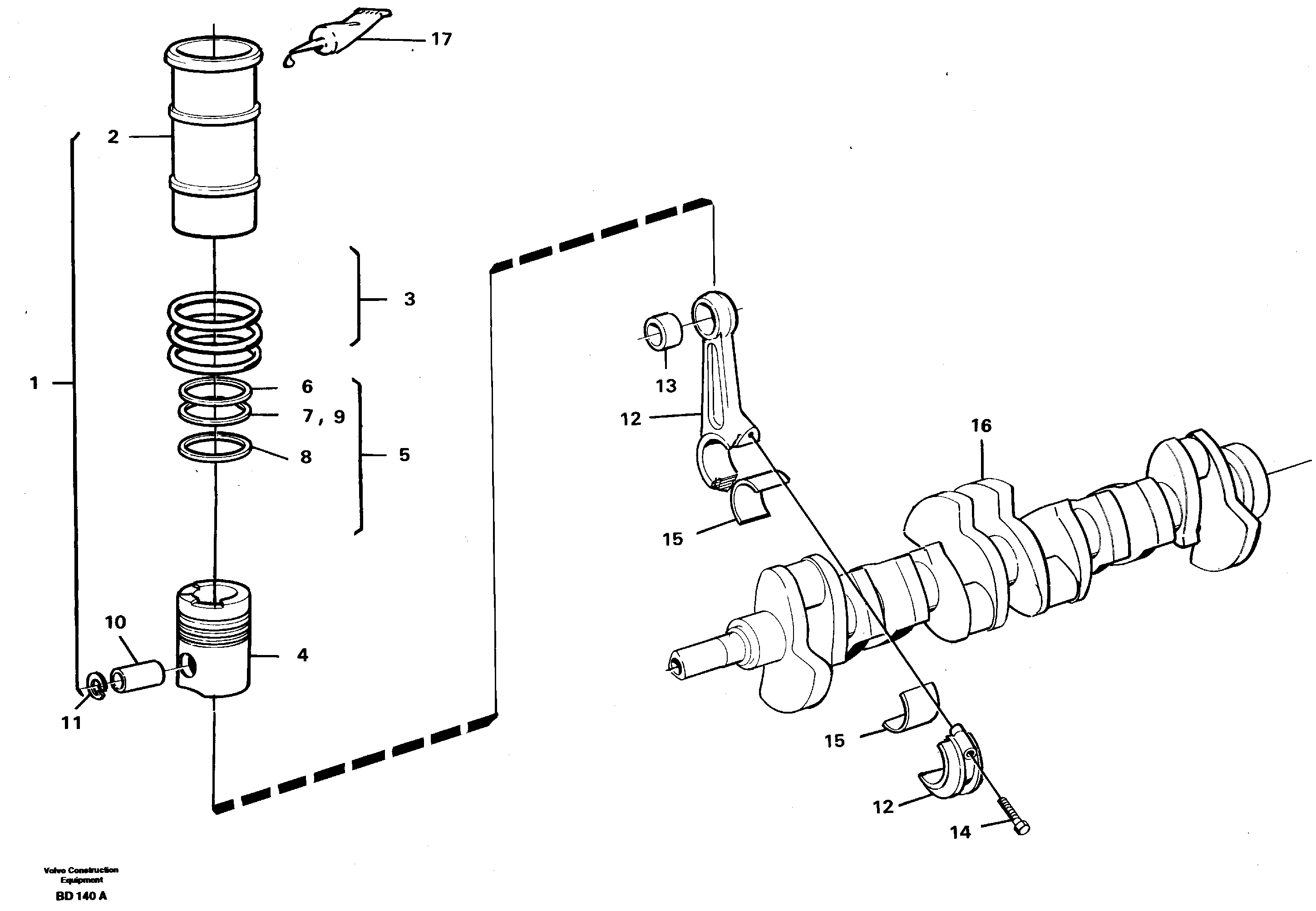 Схема запчастей Volvo A30 VOLVO BM VOLVO BM A30 - 5183 Cylinder liner, piston and connecting rod 