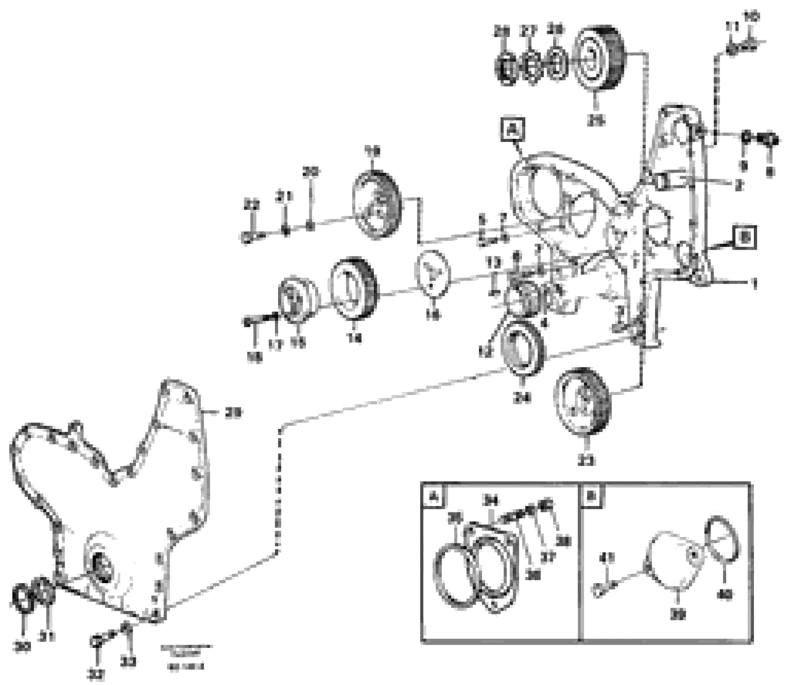Схема запчастей Volvo A30 VOLVO BM VOLVO BM A30 - 39016 Timing gear casing and gears 