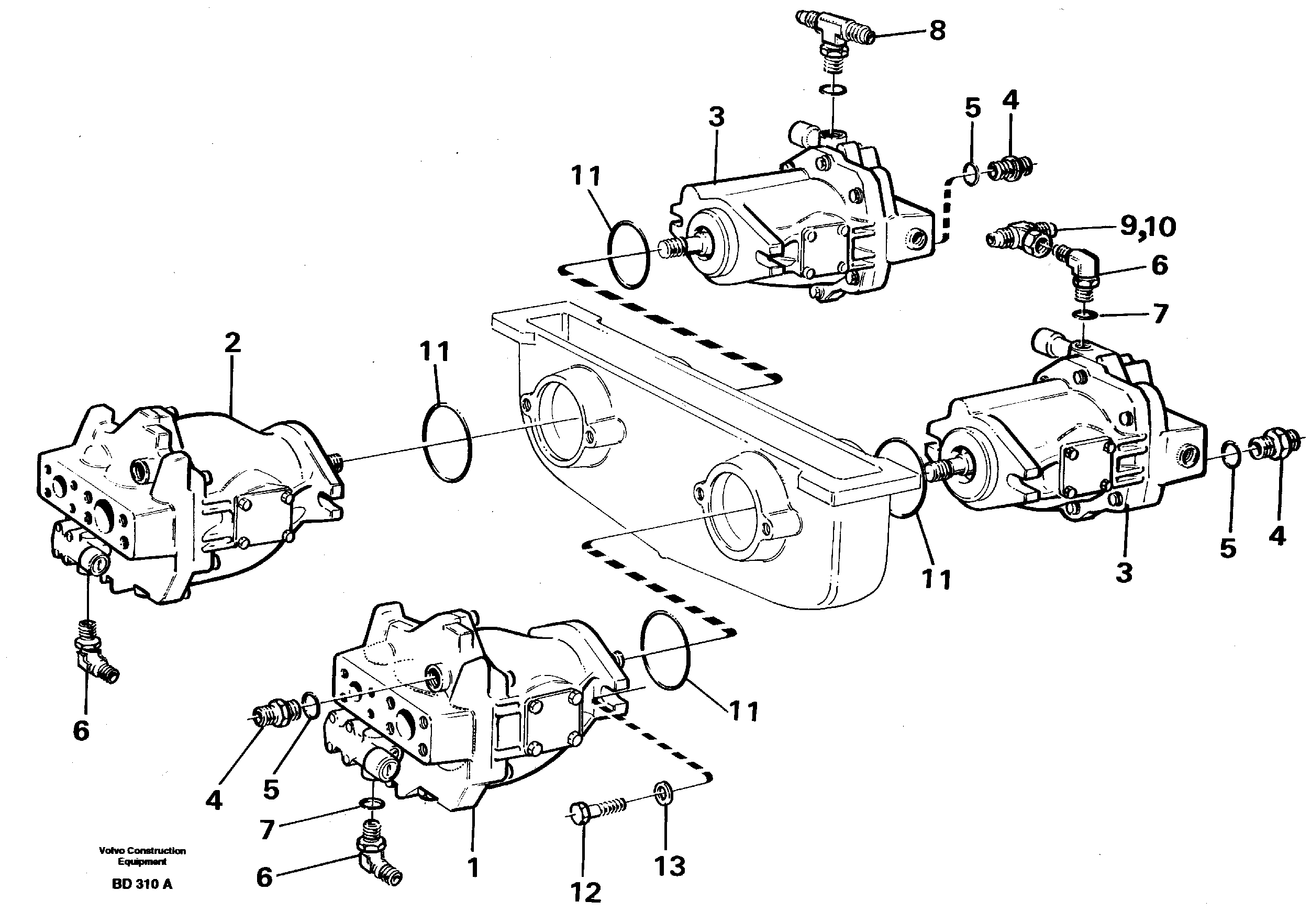 Схема запчастей Volvo A30 VOLVO BM VOLVO BM A30 - 48408 Hydraulic pump with fitting parts 