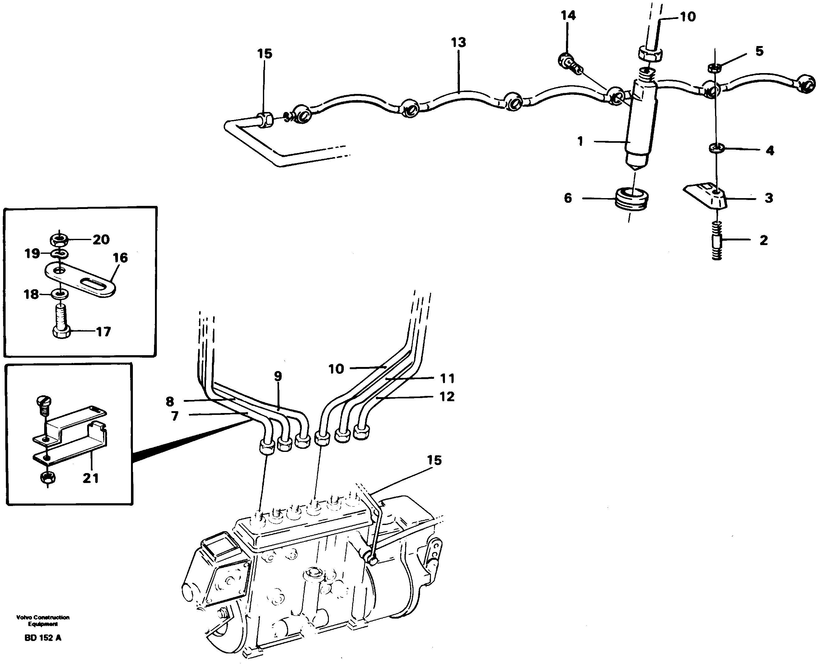 Схема запчастей Volvo A30 VOLVO BM VOLVO BM A30 - 21087 Fuel pipes - injectors 
