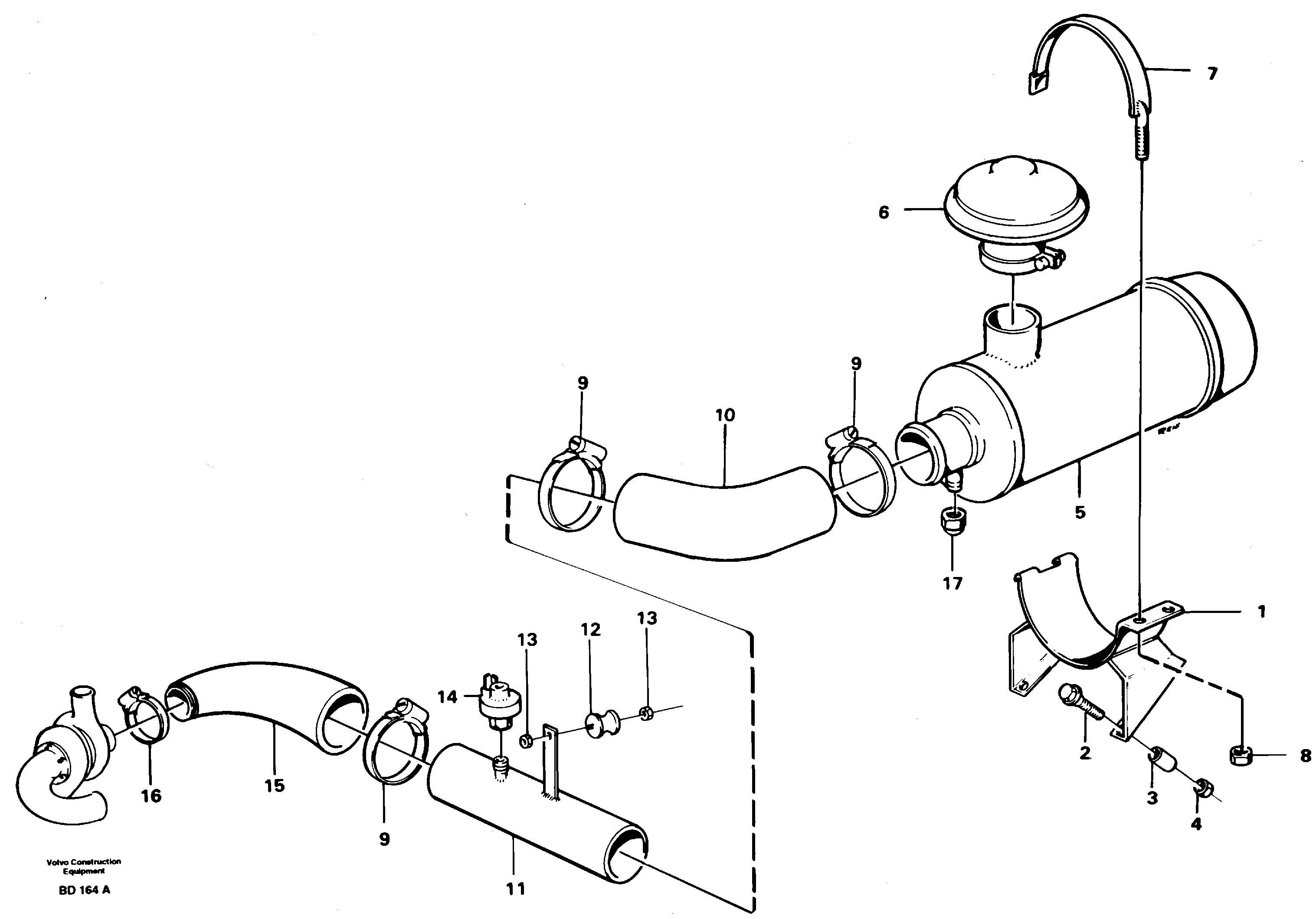 Схема запчастей Volvo A30 VOLVO BM VOLVO BM A30 - 89002 Inlet system, air cleaner 