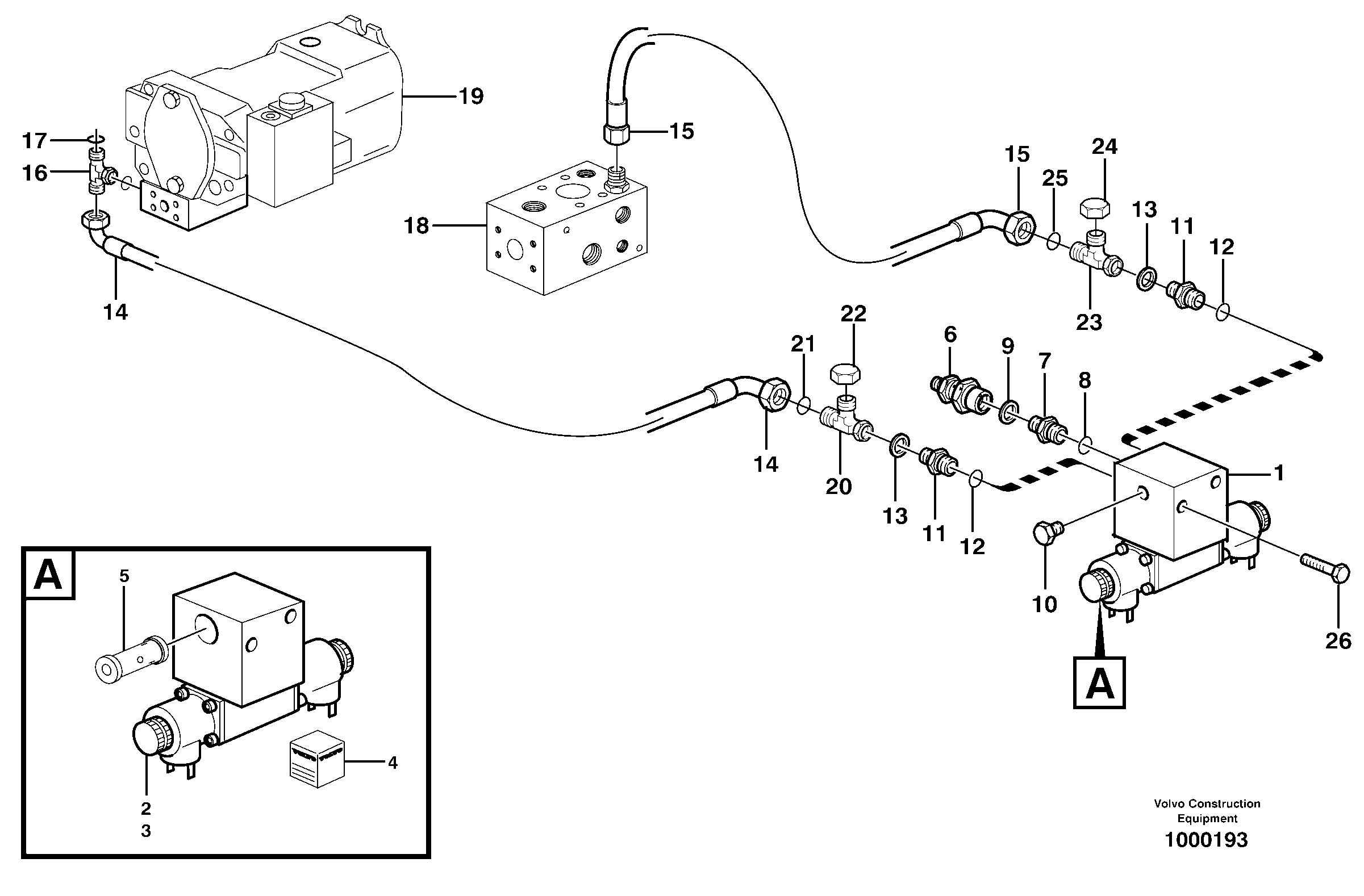 Схема запчастей Volvo EW140 - 42222 Hydraulic system, tool bar EW140 SER NO 1001-1487