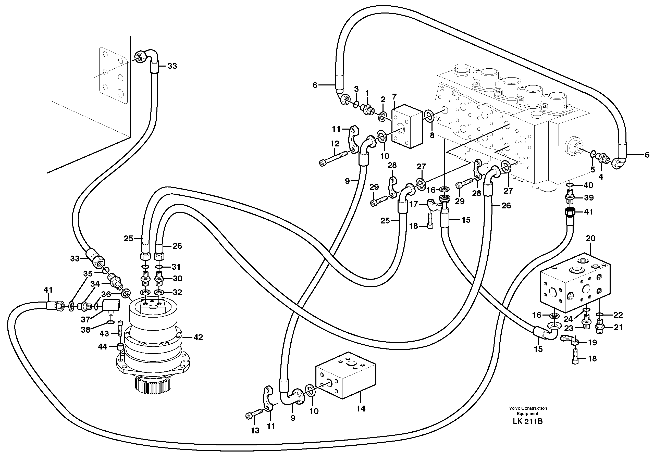 Схема запчастей Volvo EW140 - 85375 Boom swing system EW140 SER NO 1001-1487