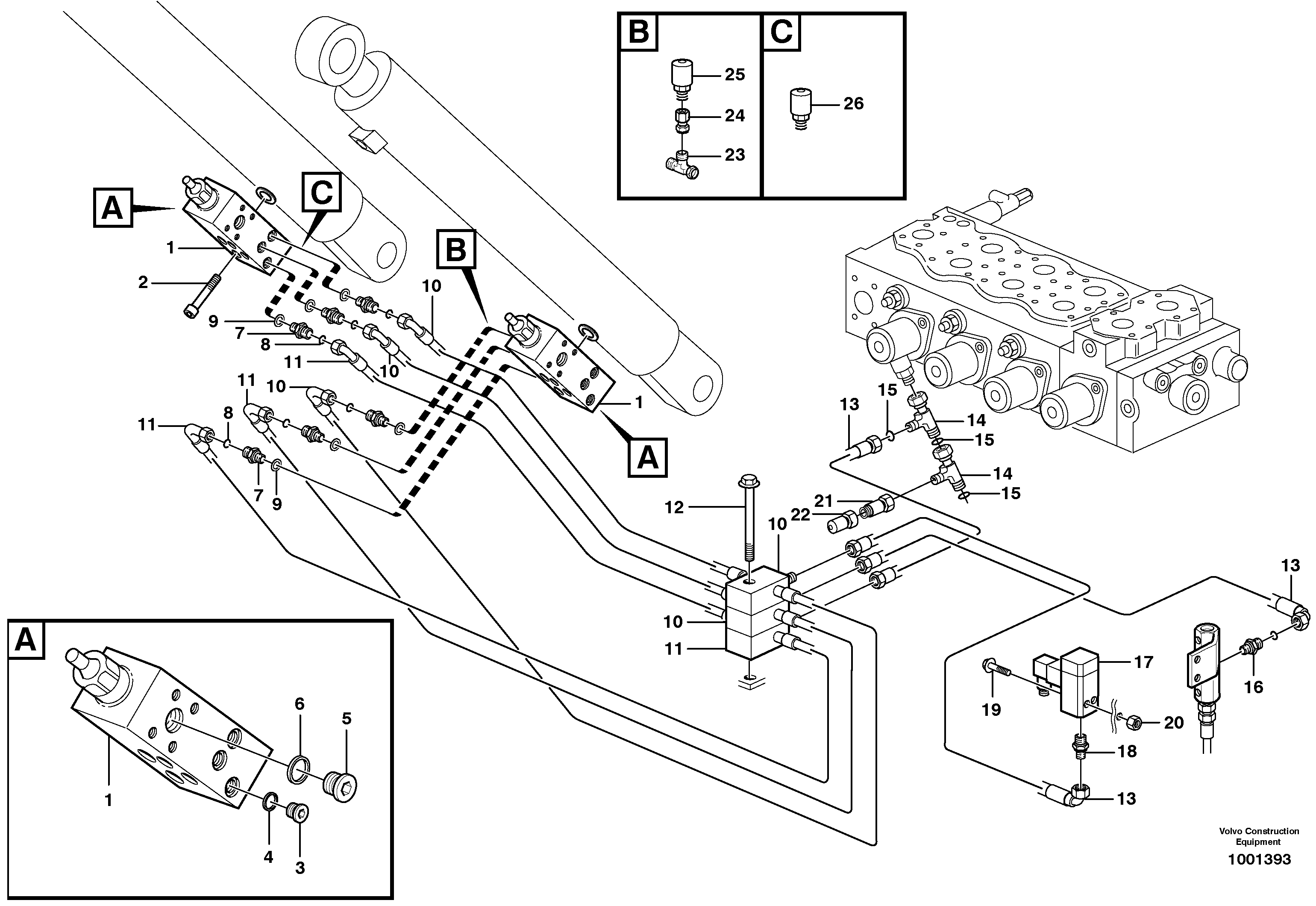 Схема запчастей Volvo EW140 - 60872 Hose rupture valve, boom cylinder EW140 SER NO 1001-1487