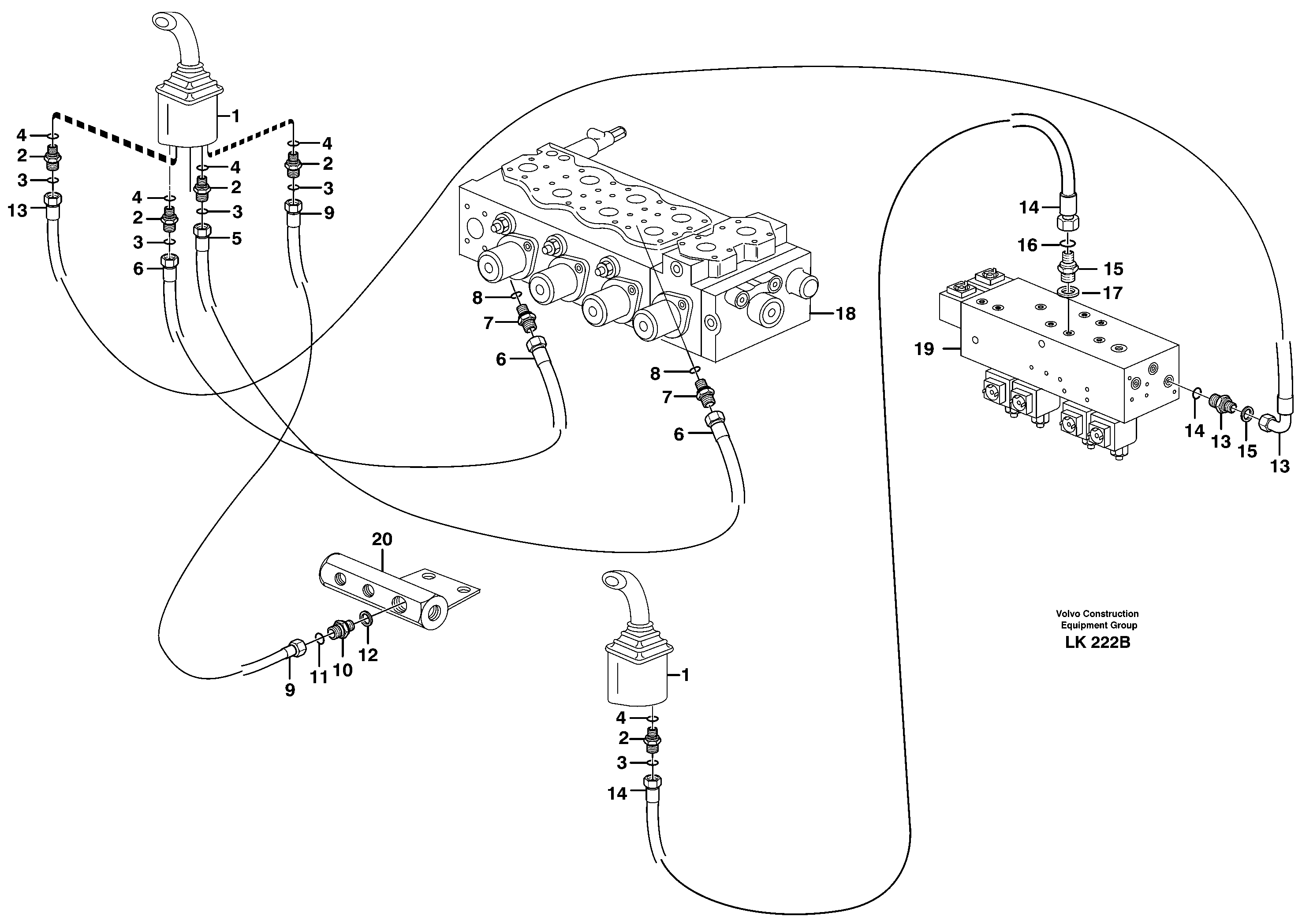 Схема запчастей Volvo EW140 - 24882 Servo hydraulics, mono boom EW140 SER NO 1001-1487