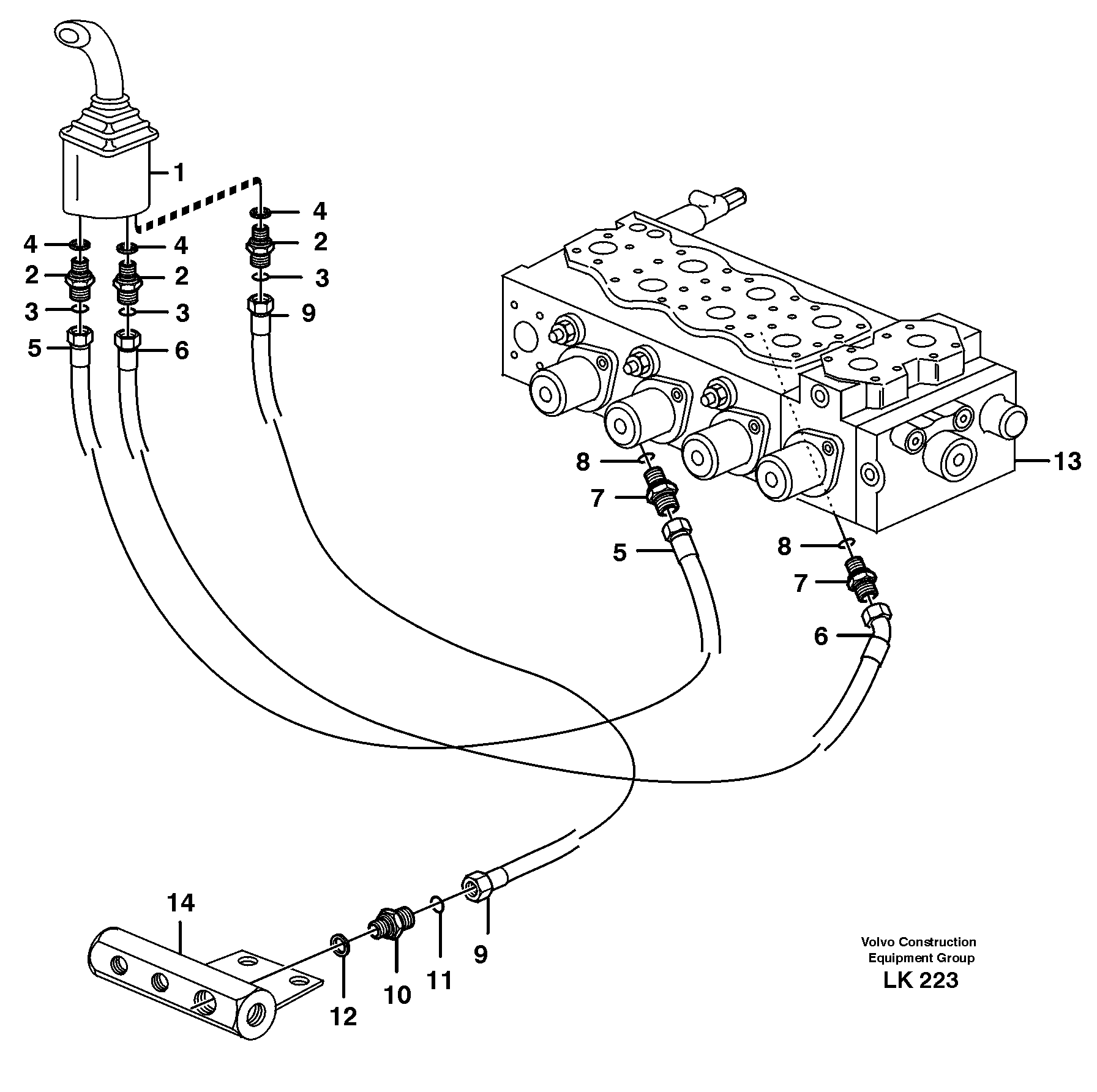 Схема запчастей Volvo EW140 - 24883 Servo hydraulics, dipper arm EW140 SER NO 1001-1487