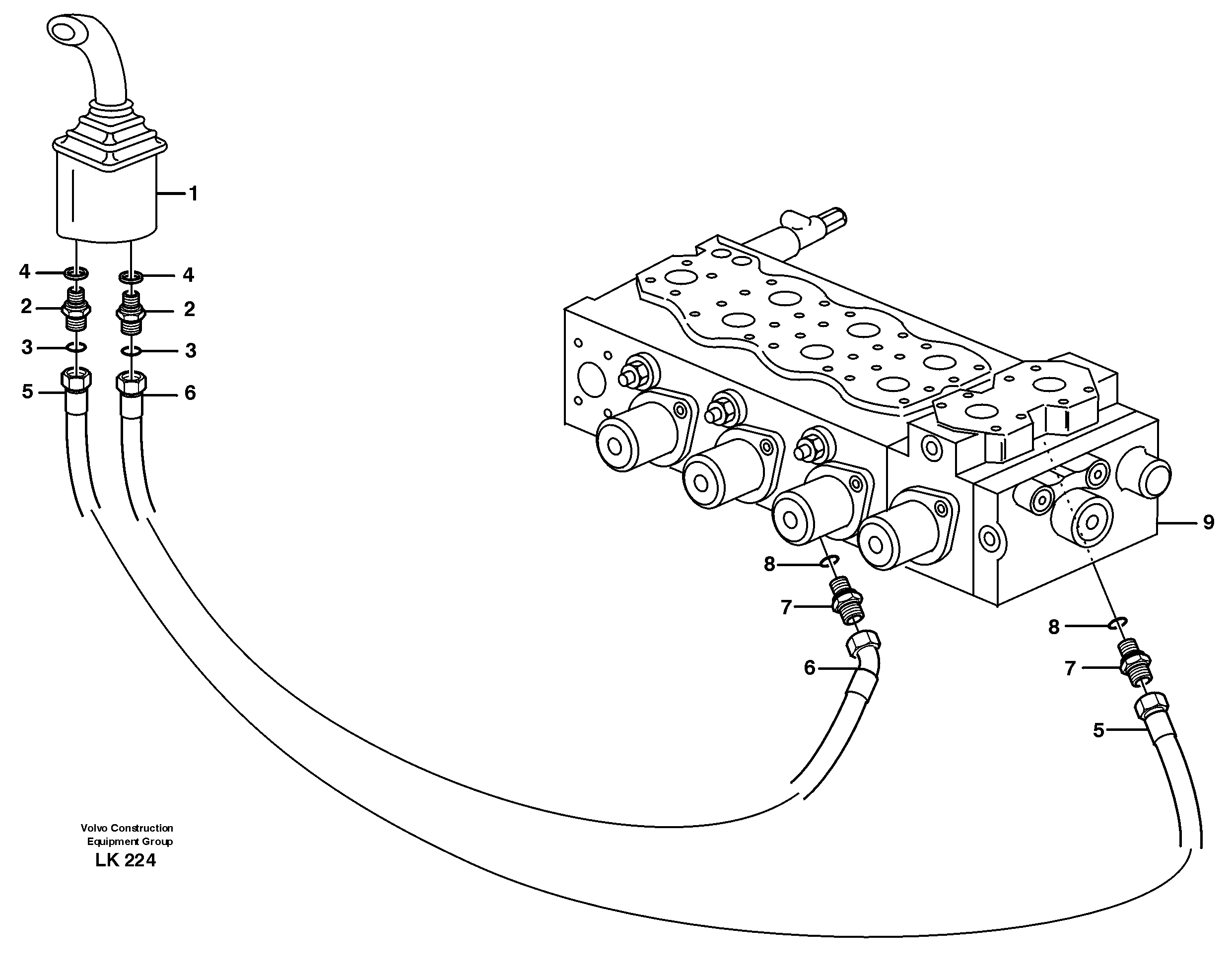Схема запчастей Volvo EW140 - 24884 Servo hydraulics, bucket EW140 SER NO 1001-1487