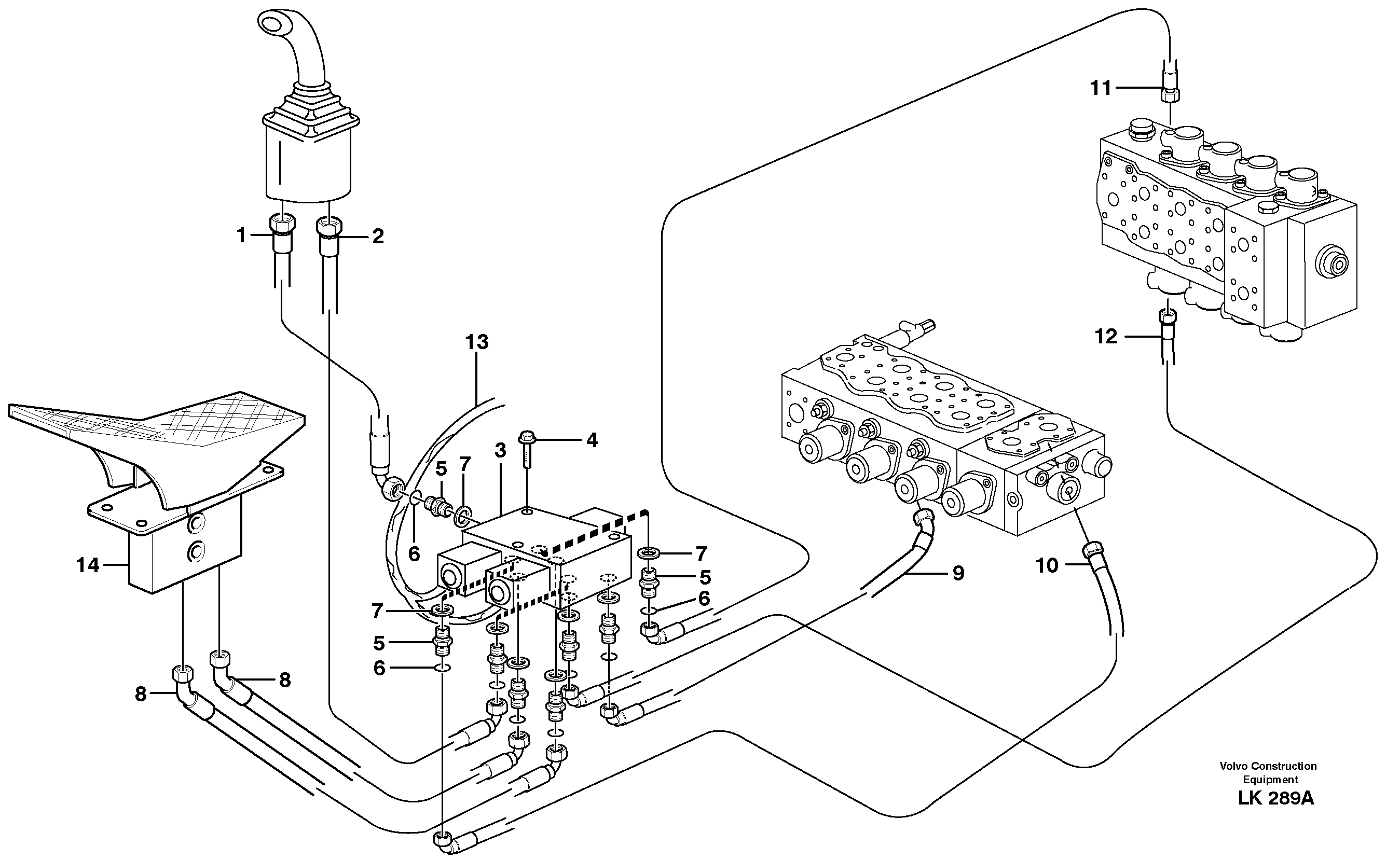 Схема запчастей Volvo EW140 - 24887 Servo hydraulics, grab bucket EW140 SER NO 1001-1487