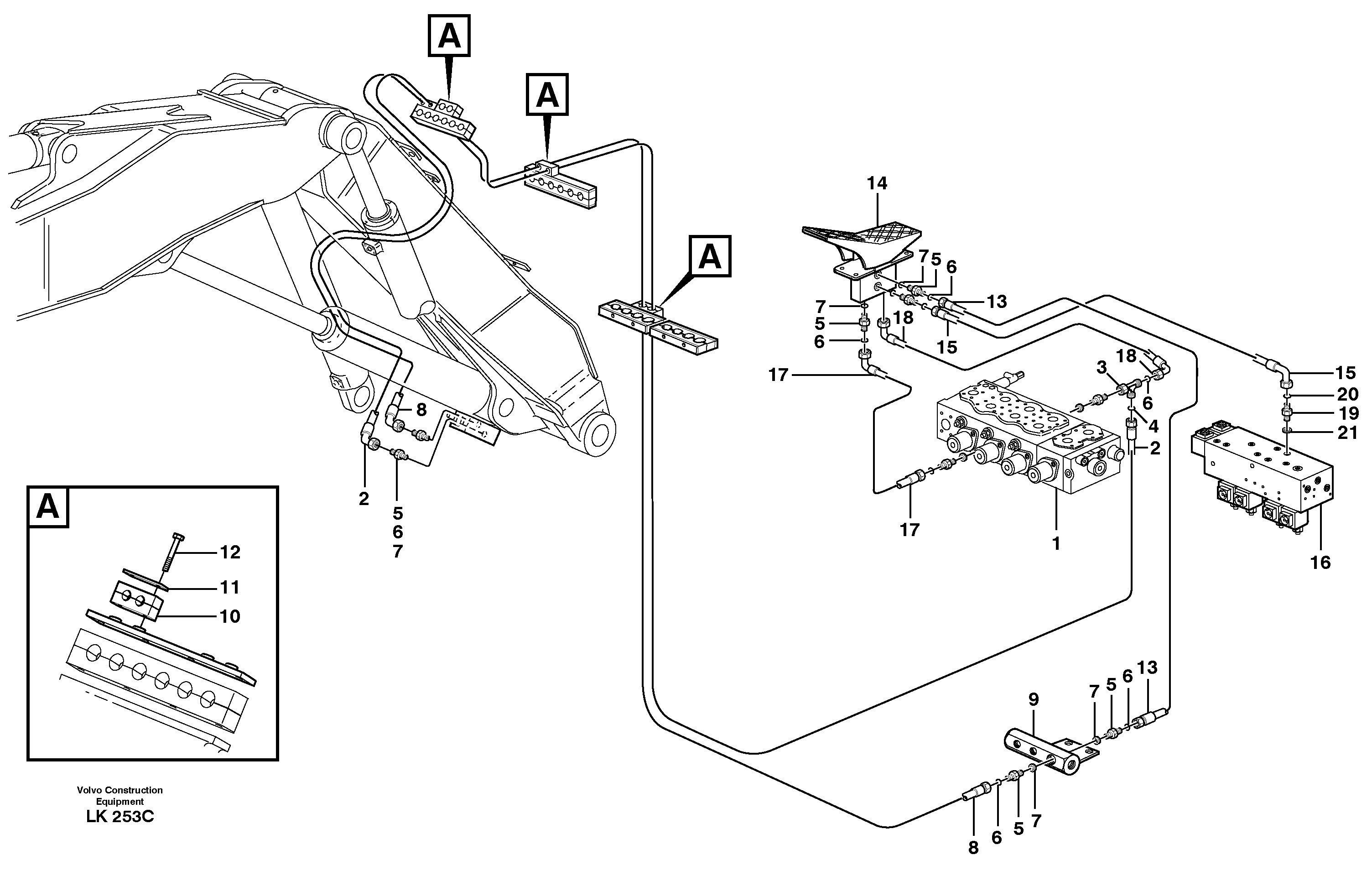 Схема запчастей Volvo EW140 - 31692 Servo hydraulics, adjustable boom, X2 EW140 SER NO 1001-1487