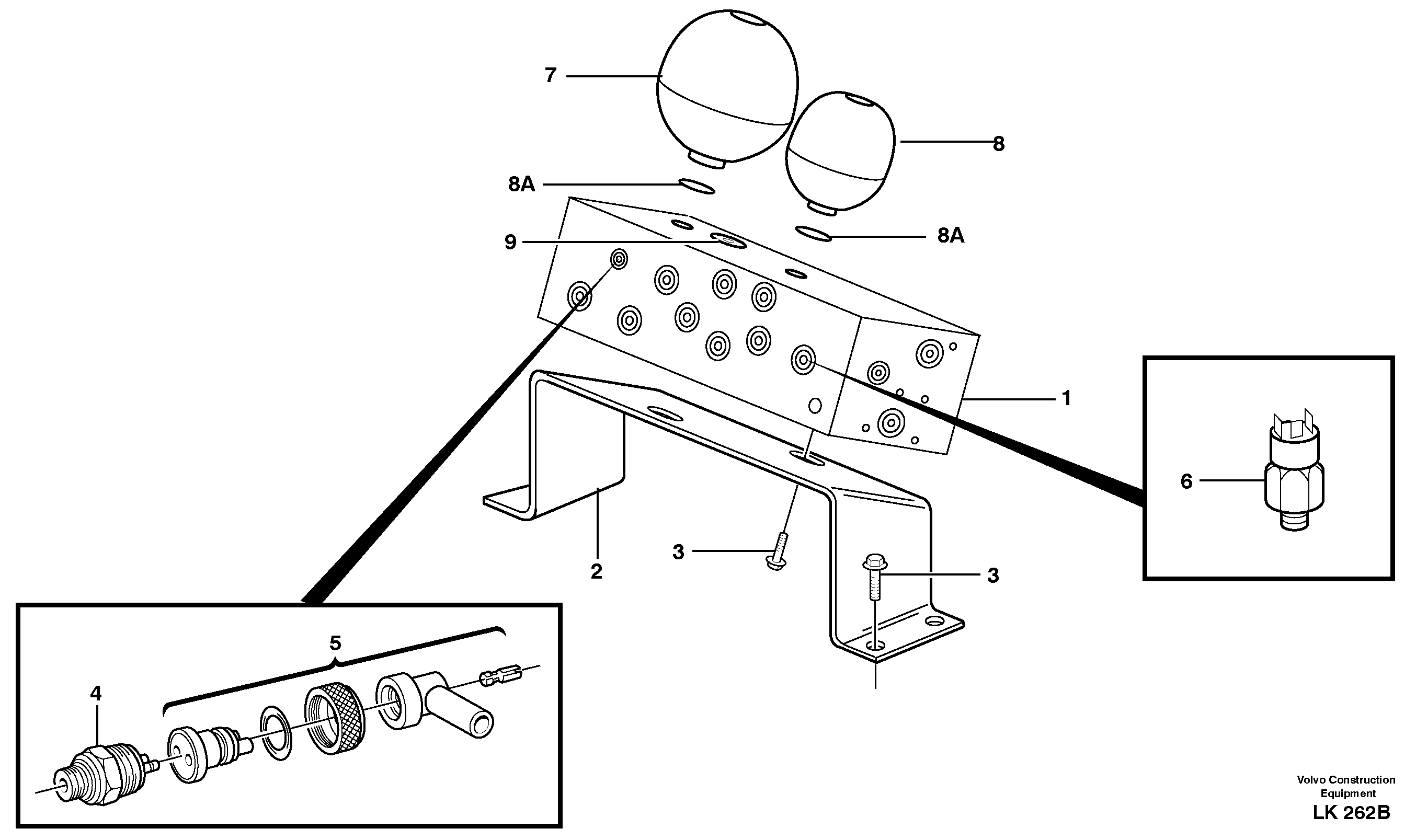 Схема запчастей Volvo EW140 - 32661 Servo valve body with fitting parts EW140 SER NO 1001-1487