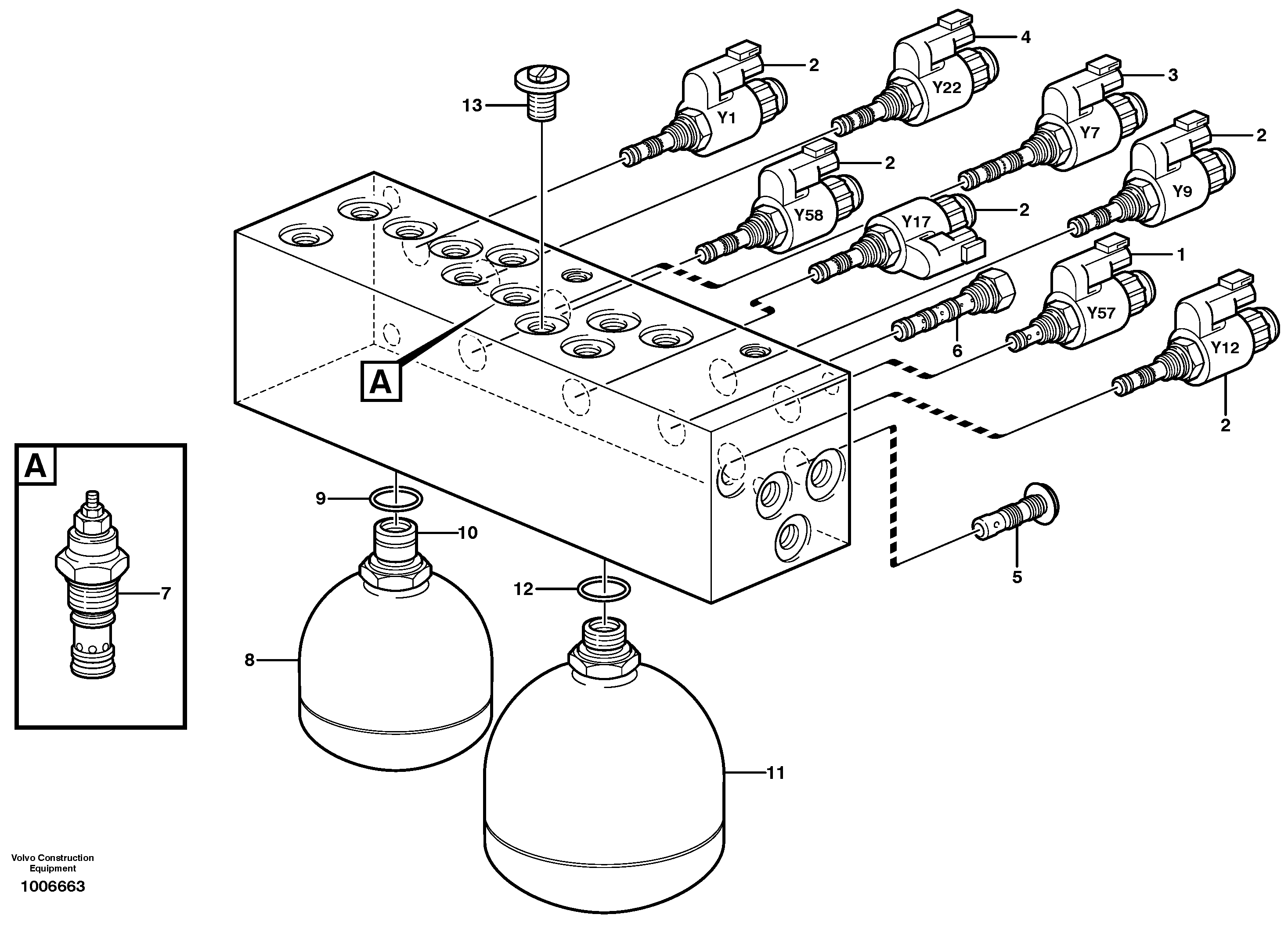 Схема запчастей Volvo EW140 - 75396 Servo valve body EW140 SER NO 1001-1487