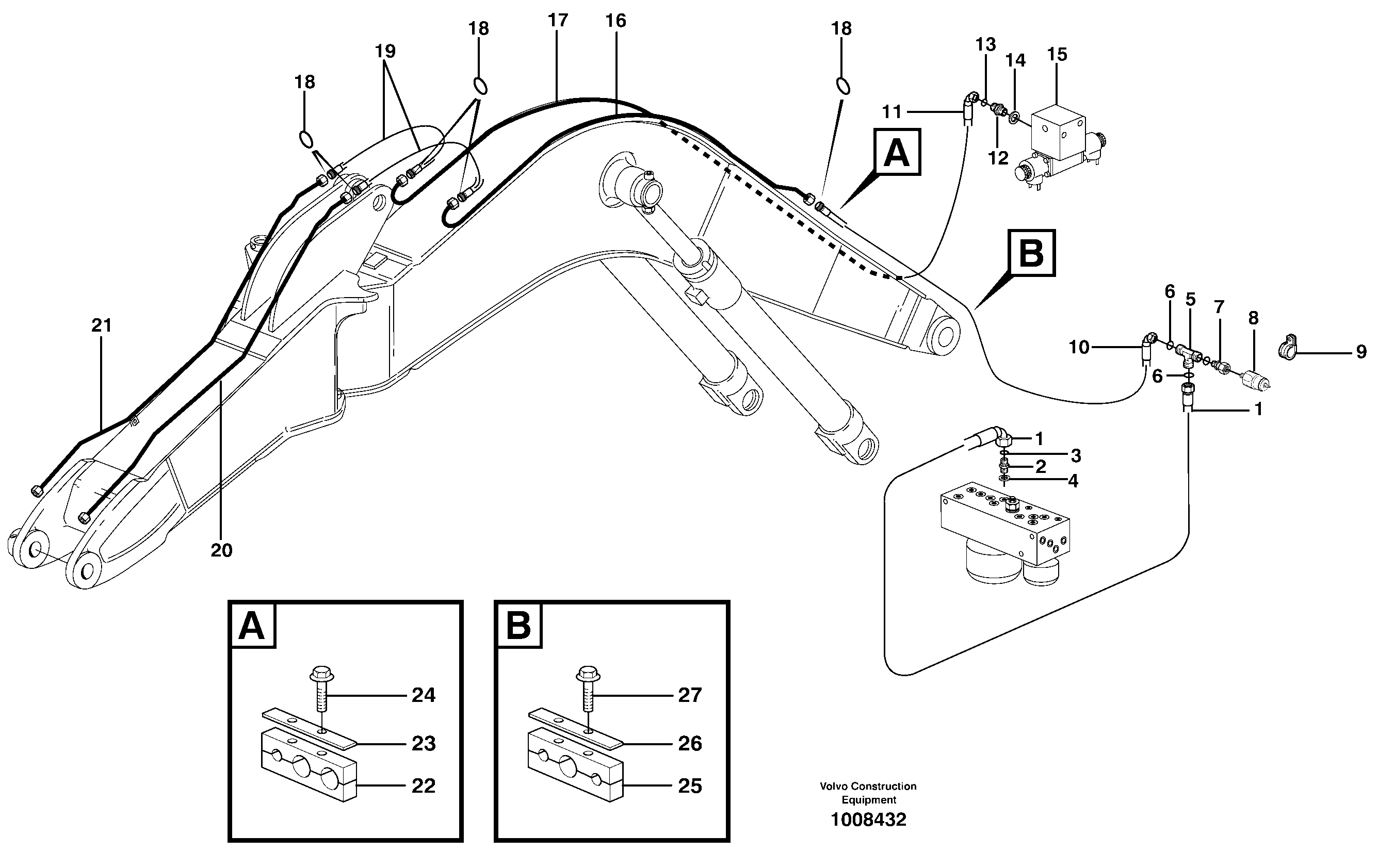 Схема запчастей Volvo EW140 - 34249 Equipment hydraulics, offset EW140 SER NO 1001-1487