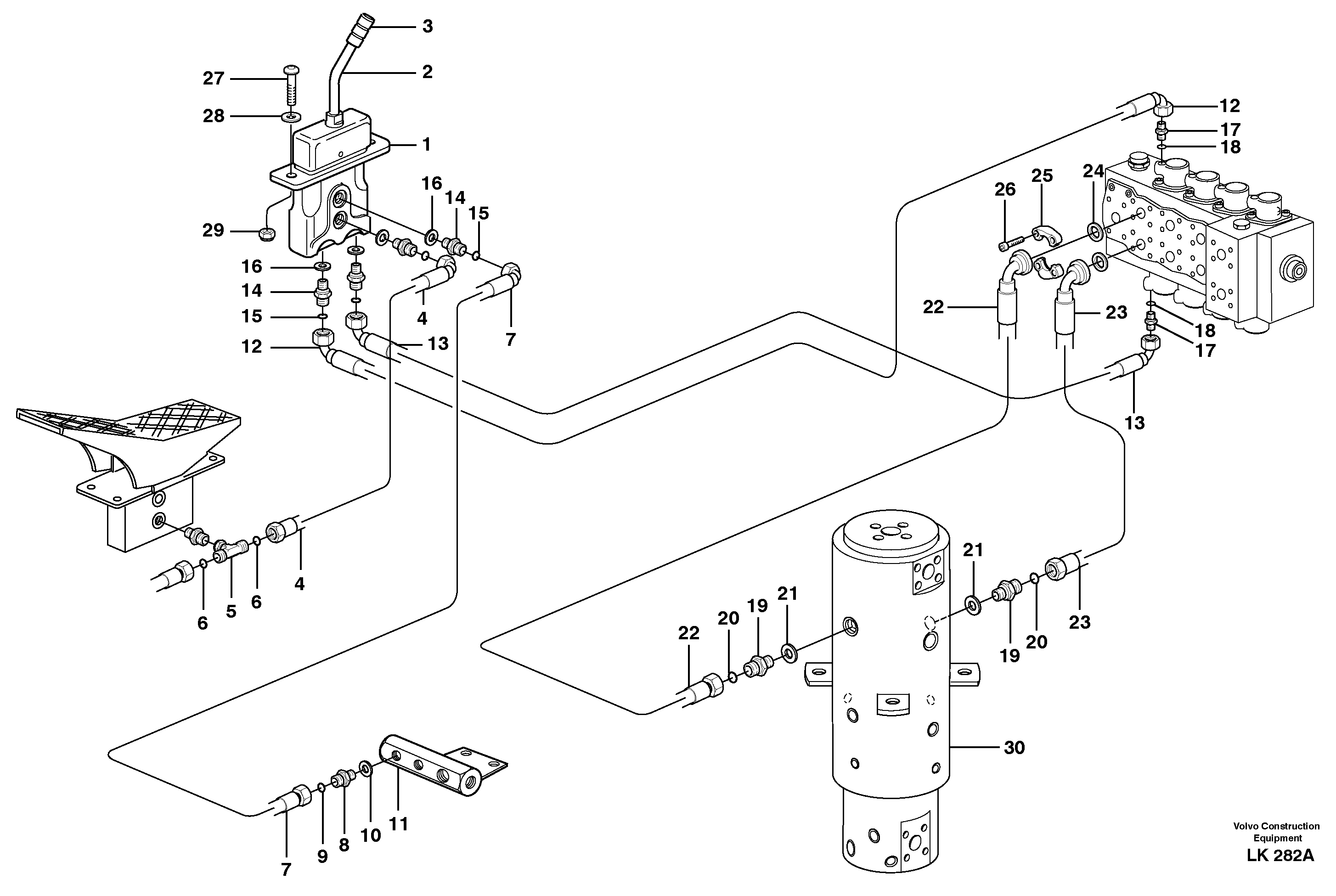 Схема запчастей Volvo EW140 - 88764 Hydraulic system for dozer blade, upper section EW140 SER NO 1001-1487