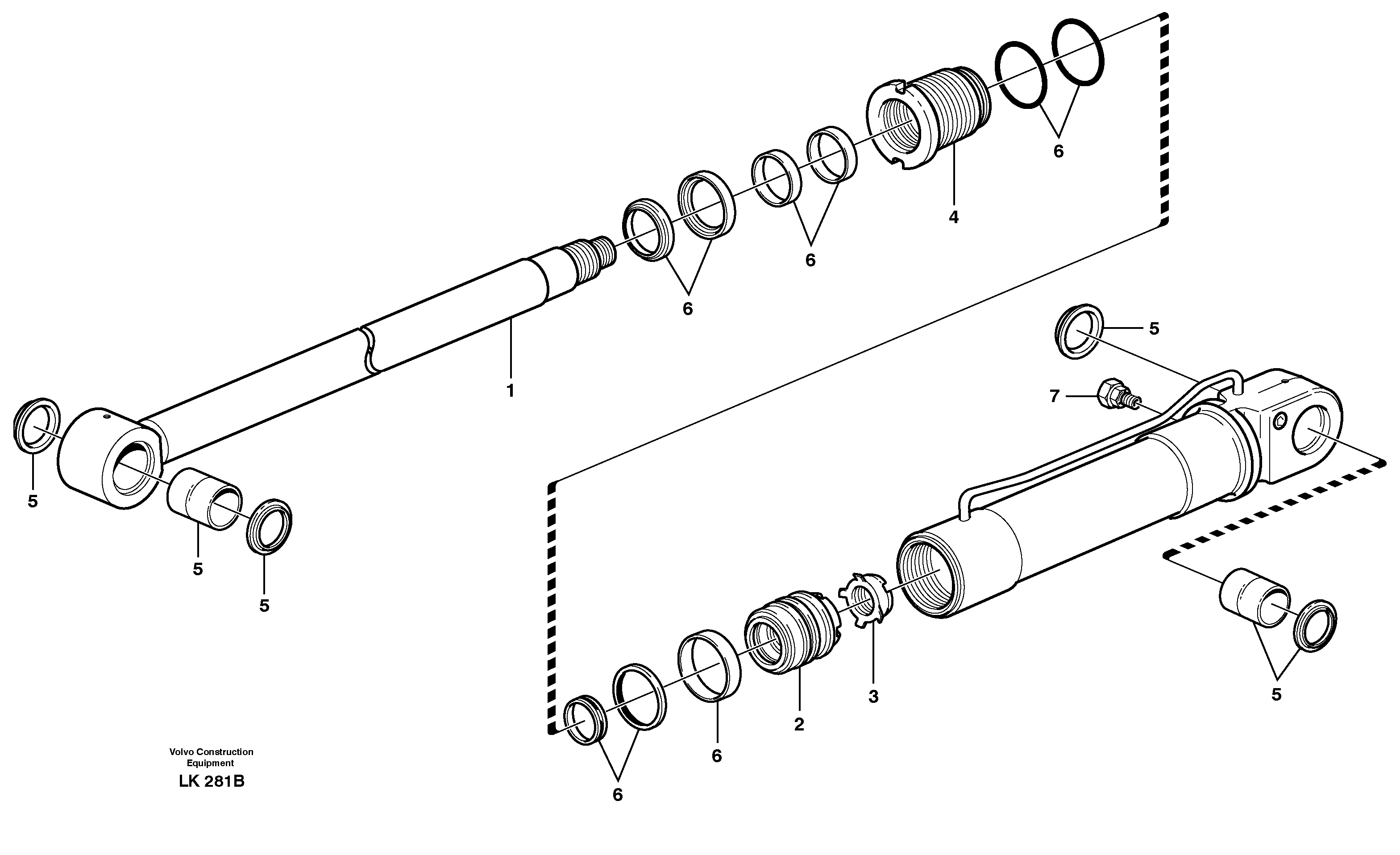 Схема запчастей Volvo EW140 - 30810 Hydraulic cylinder, stabilisor EW140 SER NO 1001-1487