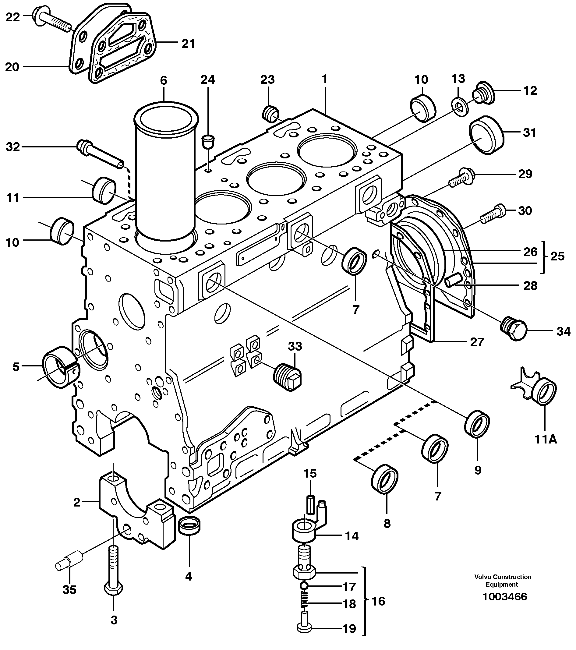Схема запчастей Volvo EW140 - 49758 Блок цилиндров EW140 SER NO 1001-1487