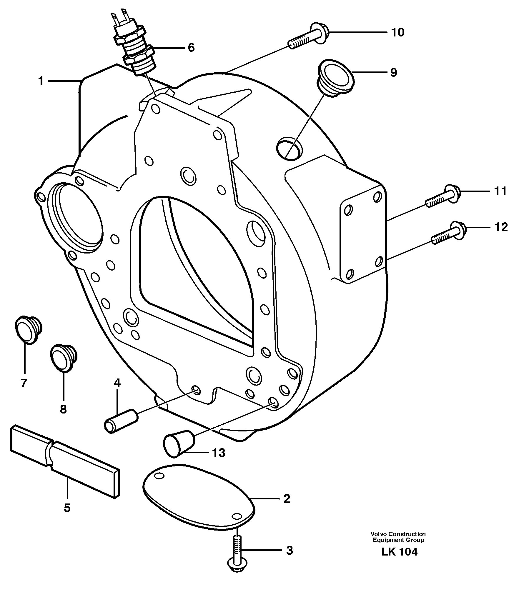 Схема запчастей Volvo EW140 - 49759 Картер маховика EW140 SER NO 1001-1487