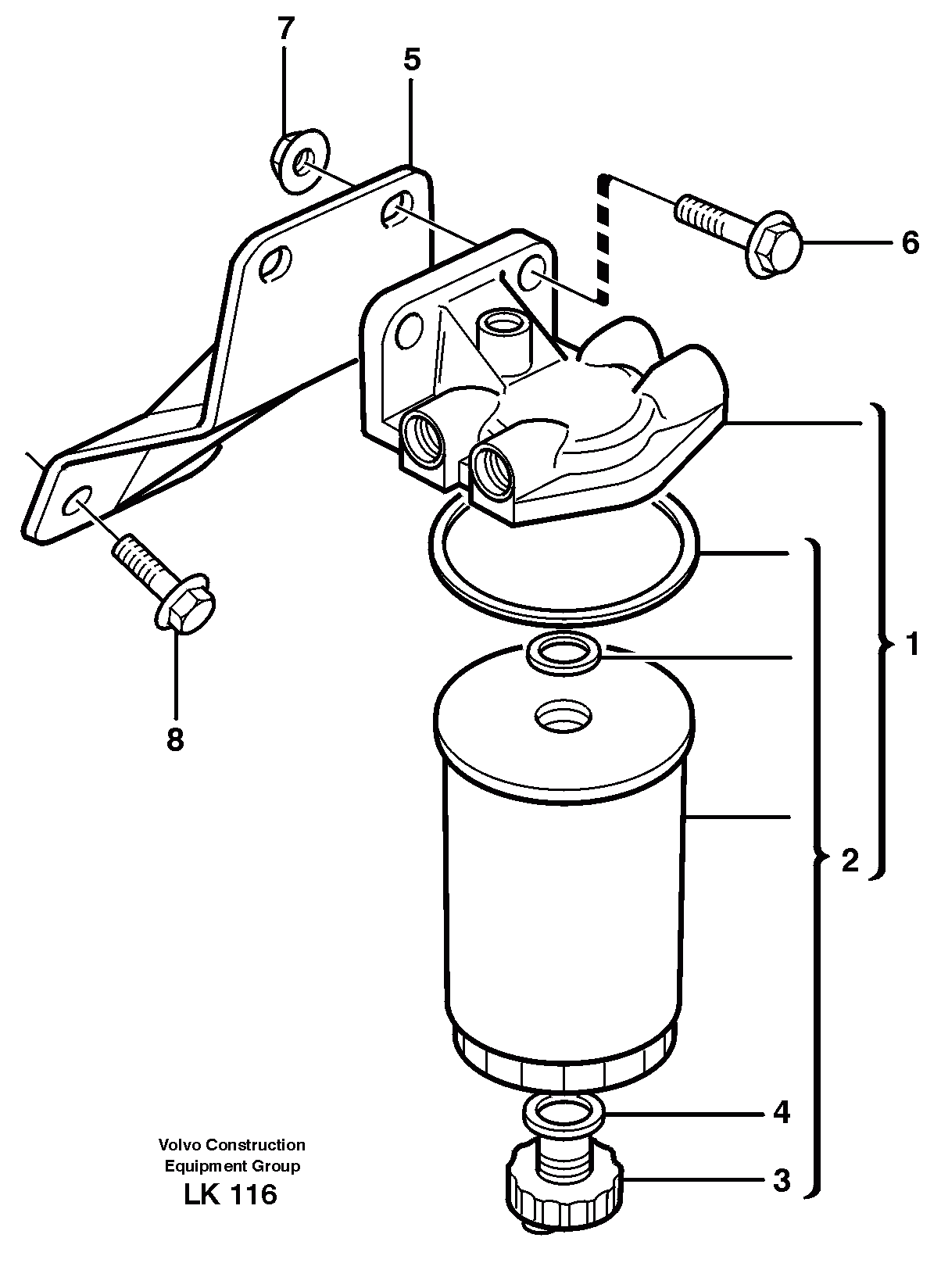 Схема запчастей Volvo EW140 - 35625 Фильтр топливный EW140 SER NO 1001-1487