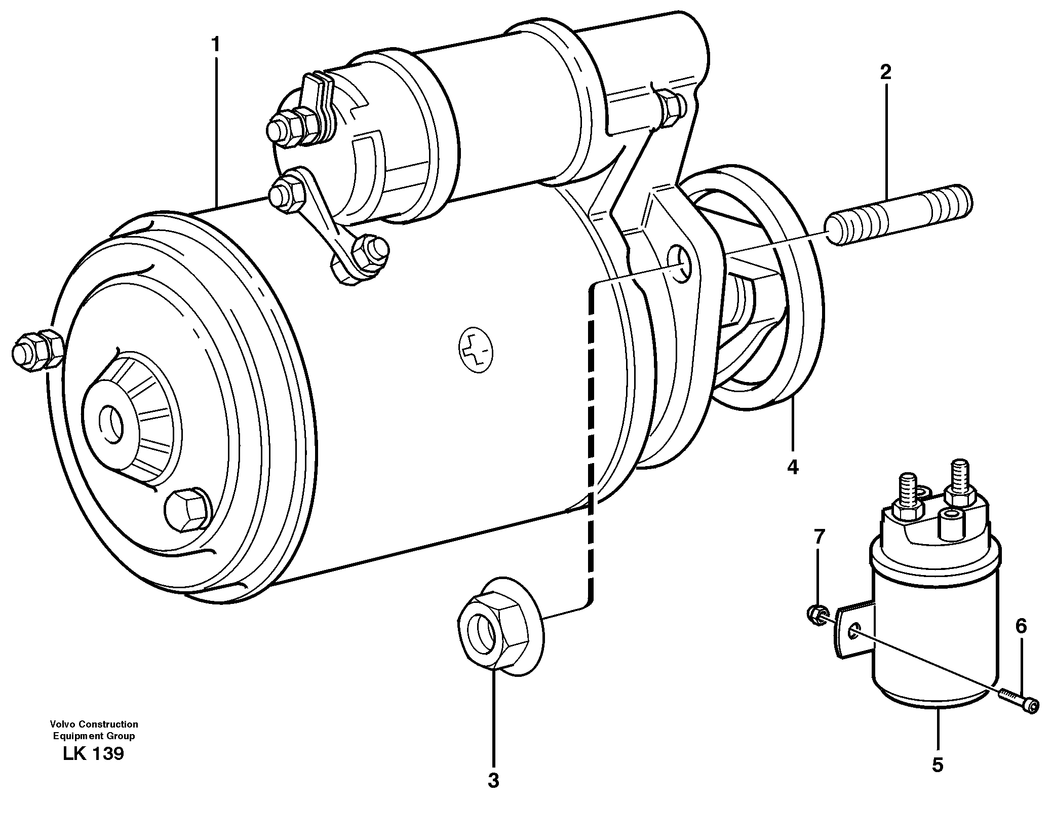 Схема запчастей Volvo EW140 - 26361 Starter motor with assembling details EW140 SER NO 1001-1487