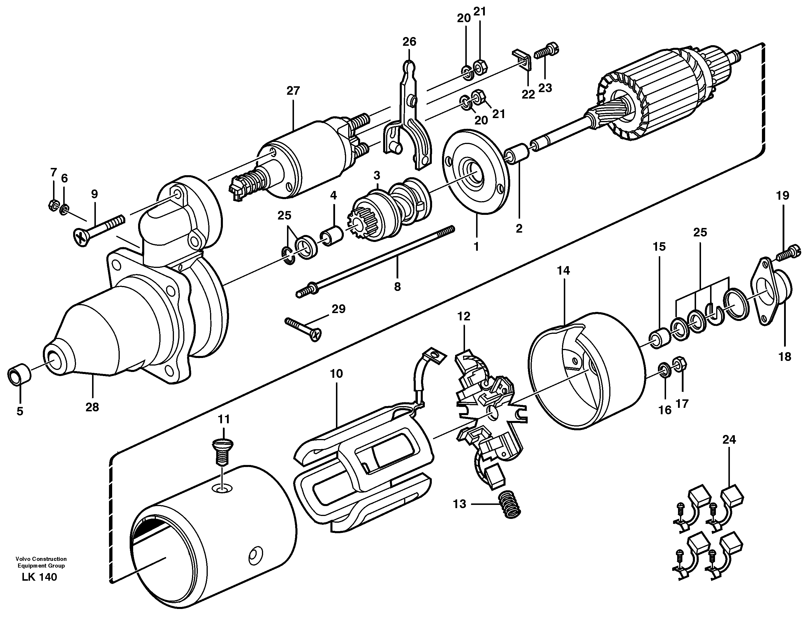 Схема запчастей Volvo EW140 - 49783 Starter motor EW140 SER NO 1001-1487