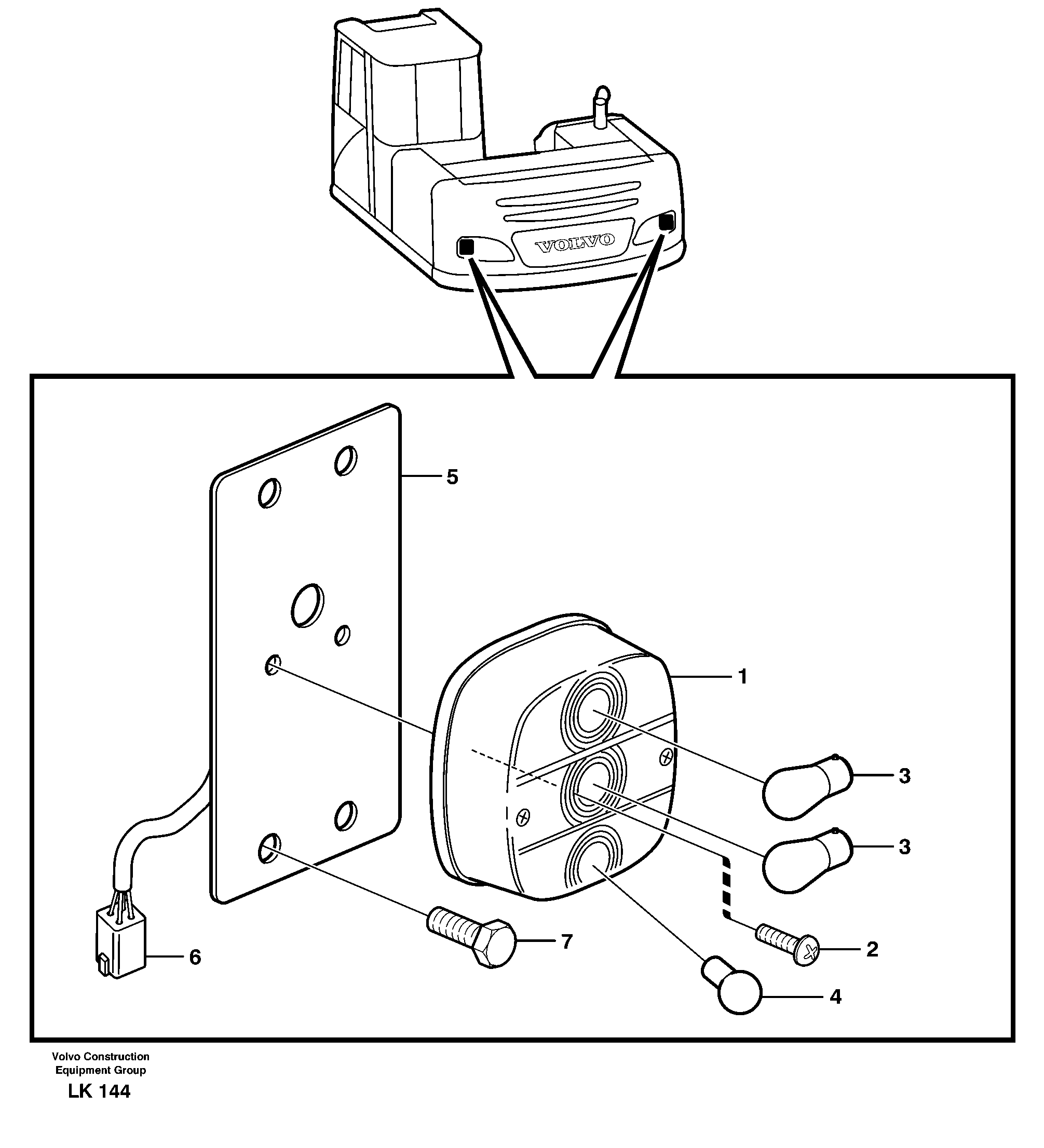 Схема запчастей Volvo EW140 - 47469 Lighting, rear EW140 SER NO 1001-1487