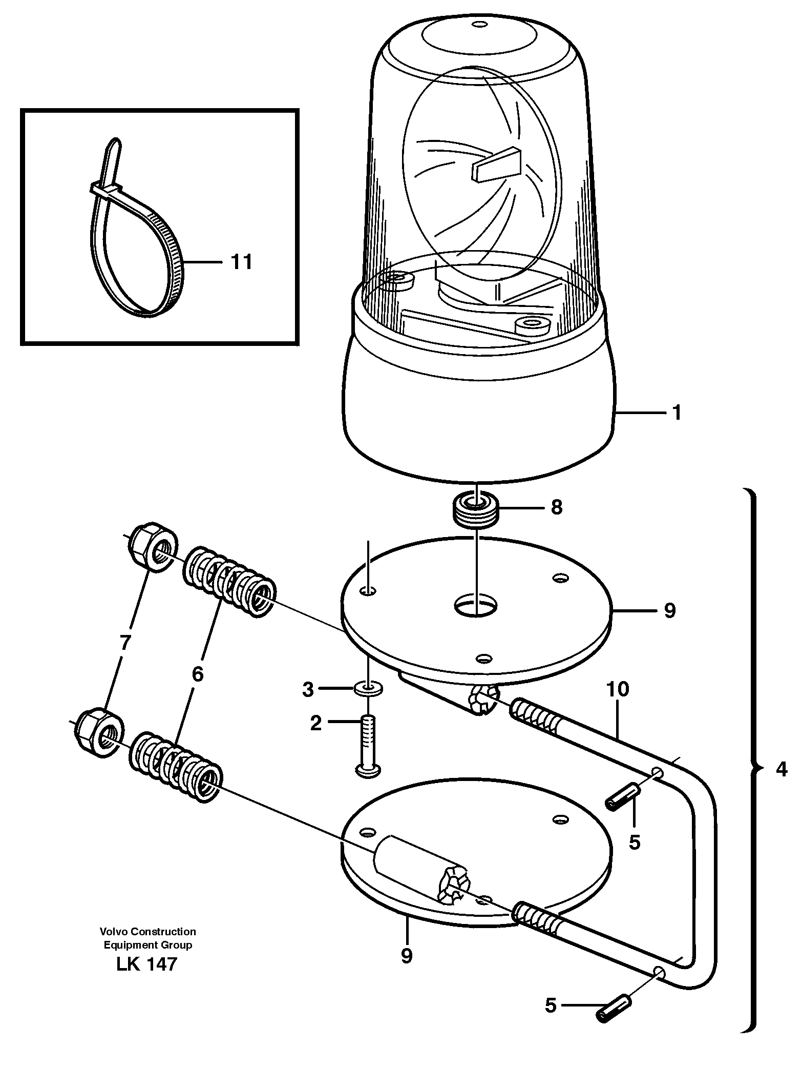 Схема запчастей Volvo EW140 - 26366 Rotating beacon EW140 SER NO 1001-1487