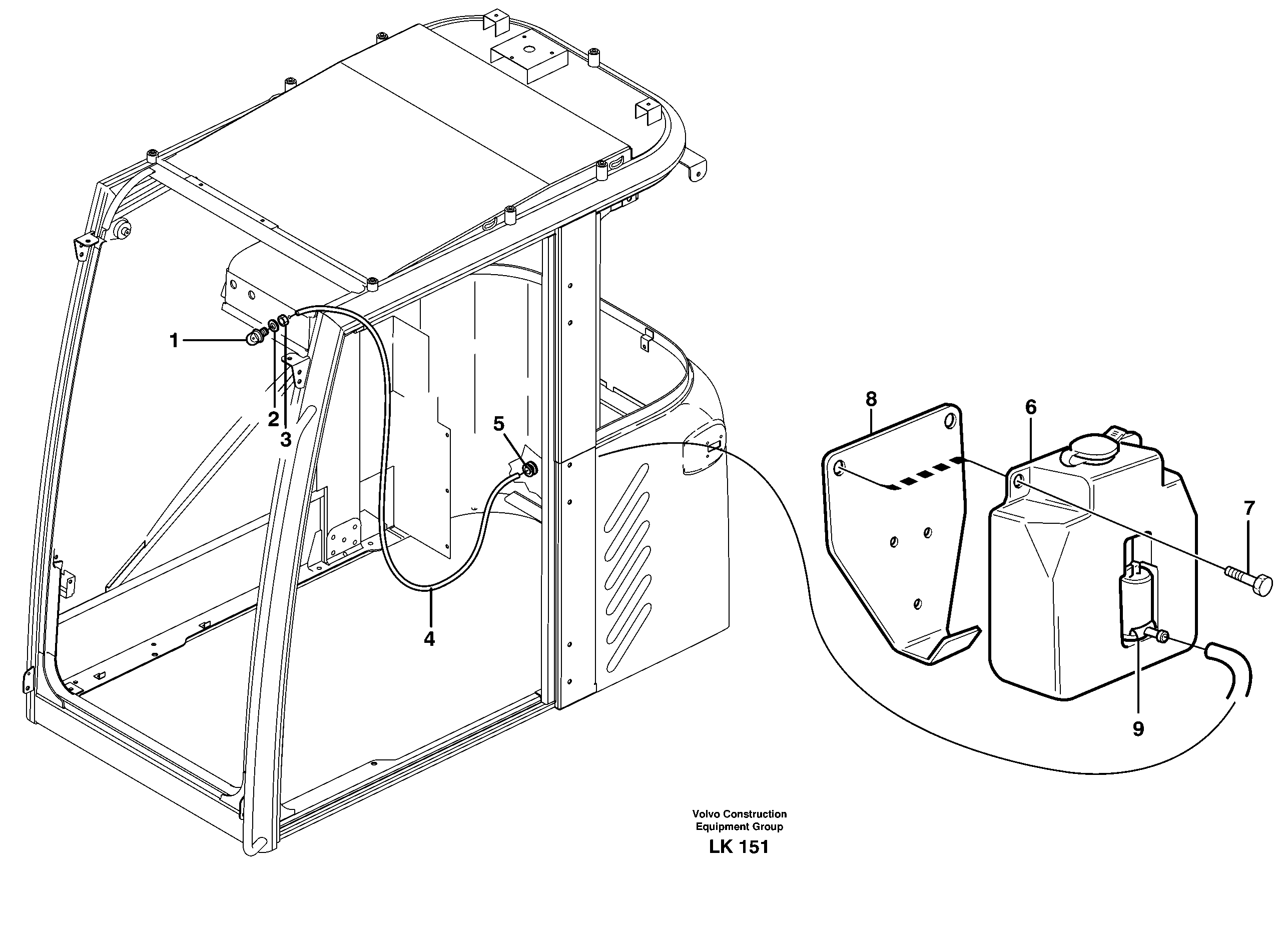 Схема запчастей Volvo EW140 - 75118 Шайба лобового стекла (ветрового) EW140 SER NO 1001-1487