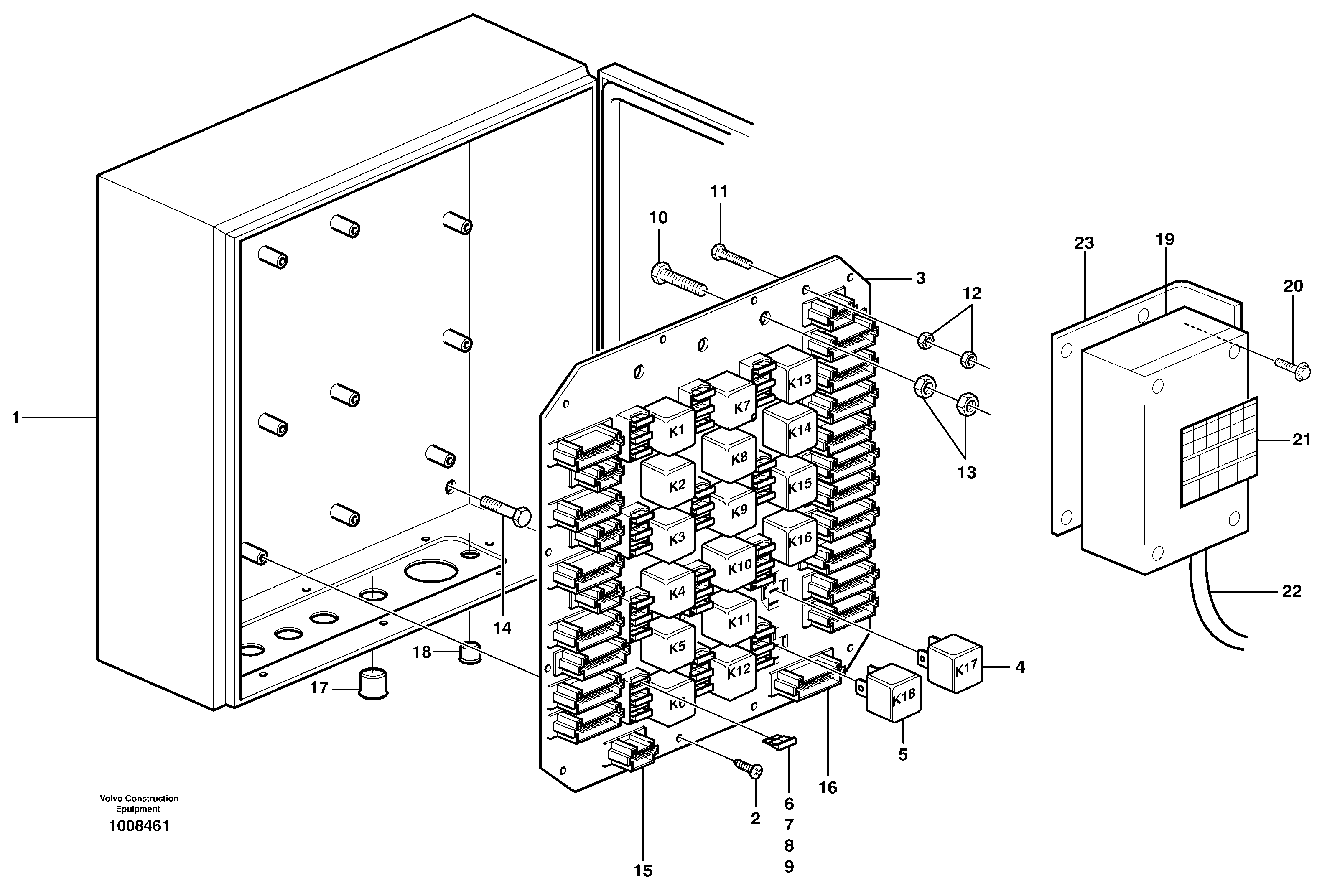 Схема запчастей Volvo EW140 - 82662 Electrical distribution box EW140 SER NO 1001-1487