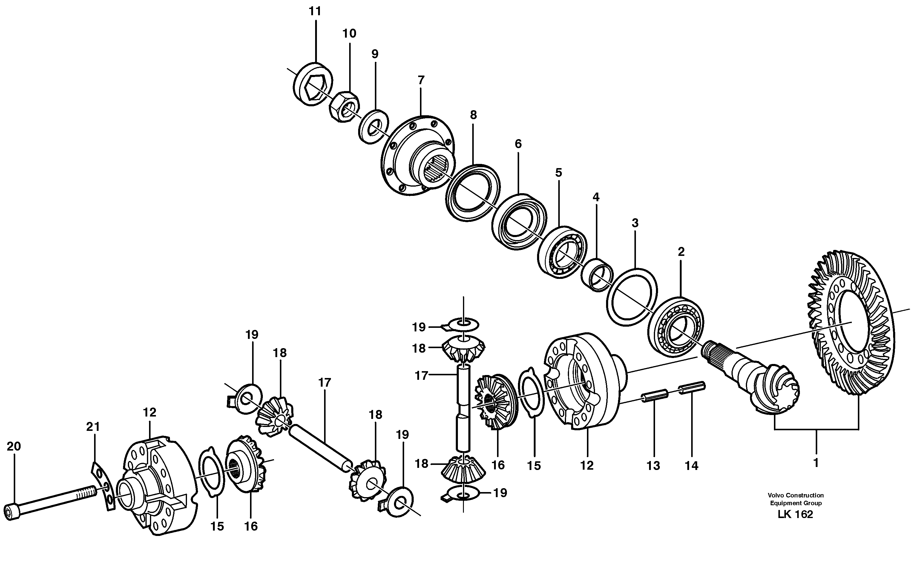 Схема запчастей Volvo EW140 - 28297 Дифференциал переднего моста EW140 SER NO 1001-1487