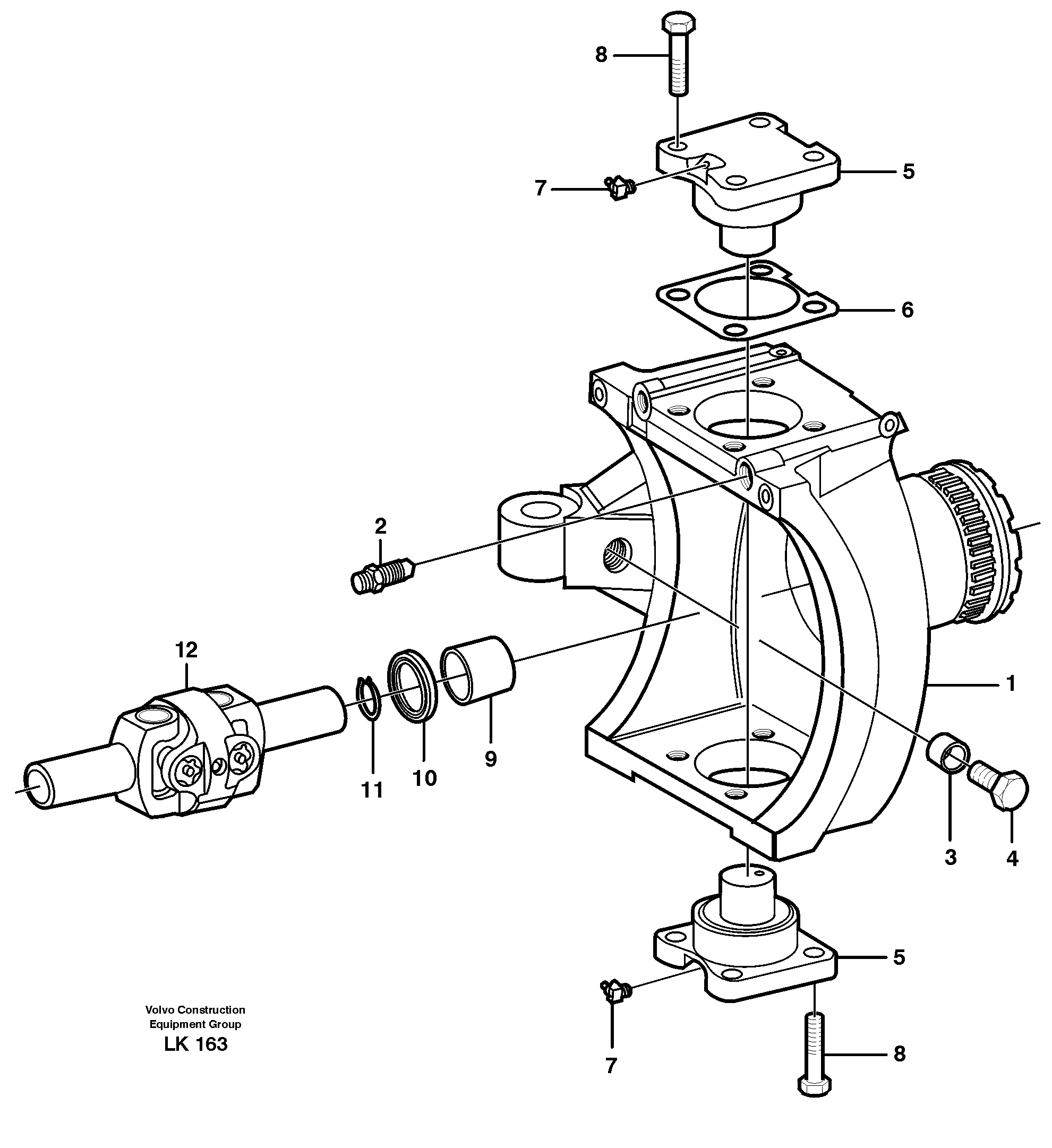 Схема запчастей Volvo EW140 - 28298 Front axle, Knuckle ret EW140 SER NO 1001-1487