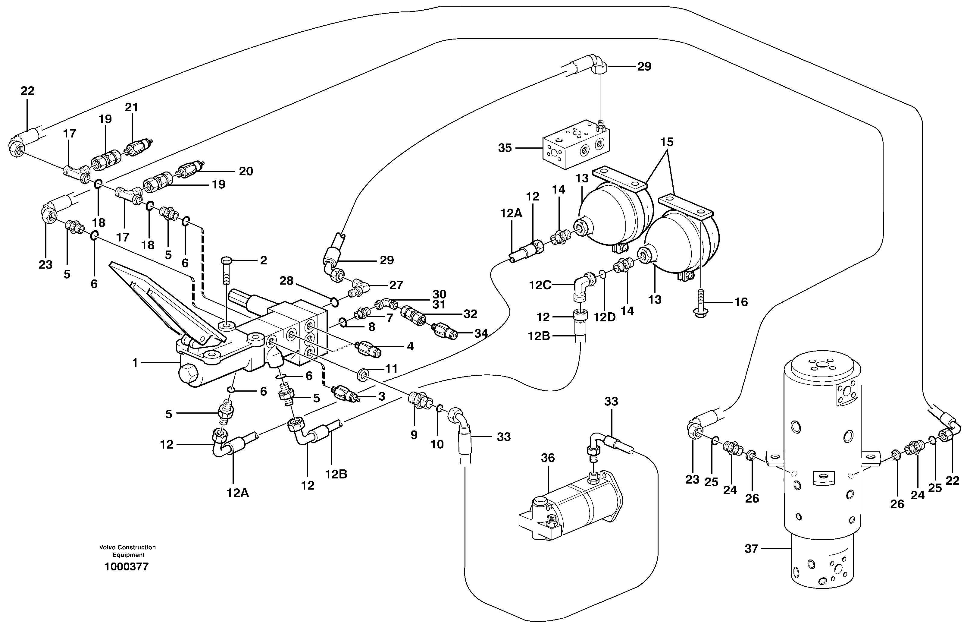 Схема запчастей Volvo EW140 - 32866 Brake system, superstructure EW140 SER NO 1001-1487