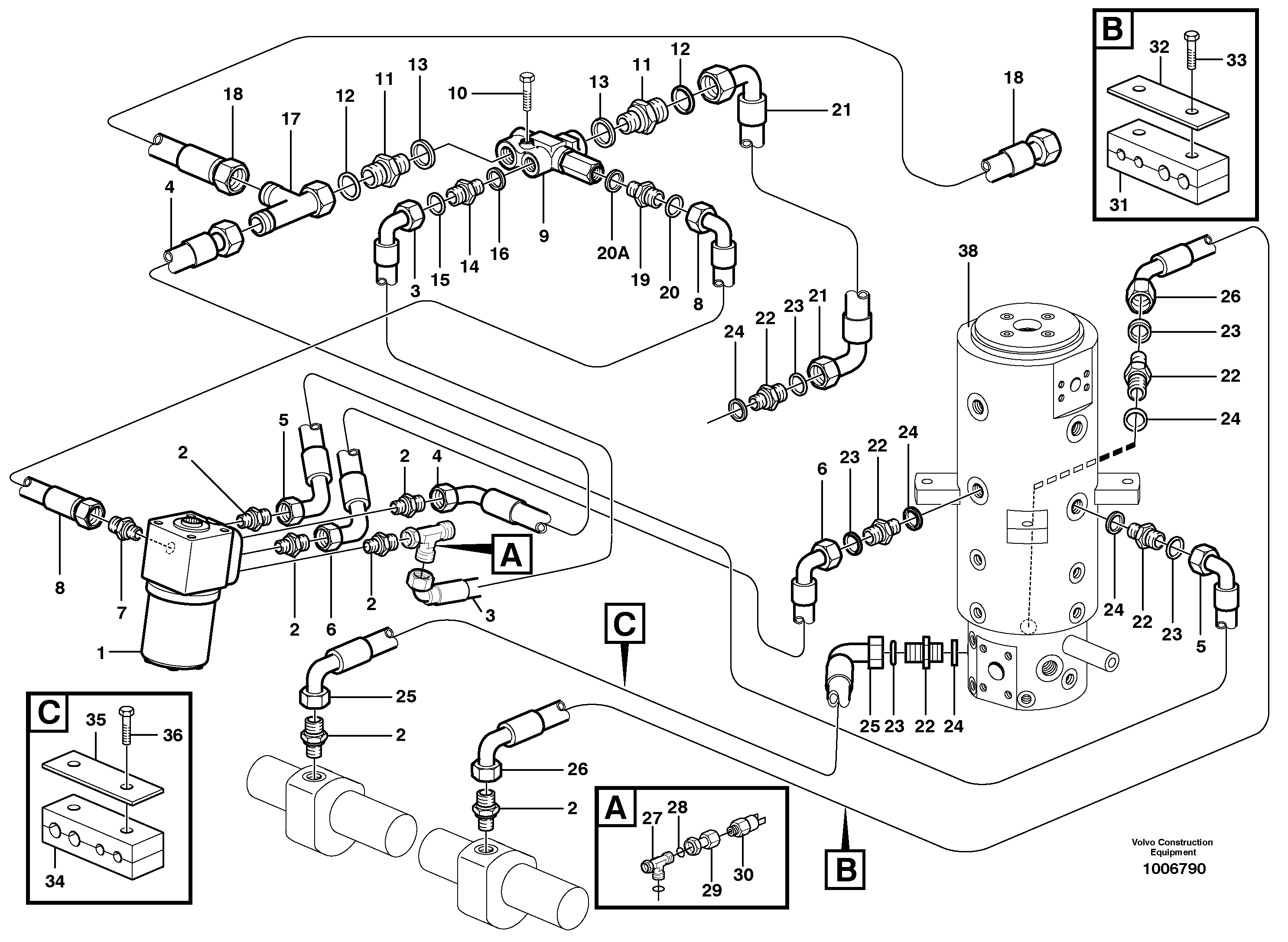 Схема запчастей Volvo EW140 - 101806 Рулевая система EW140 SER NO 1001-1487