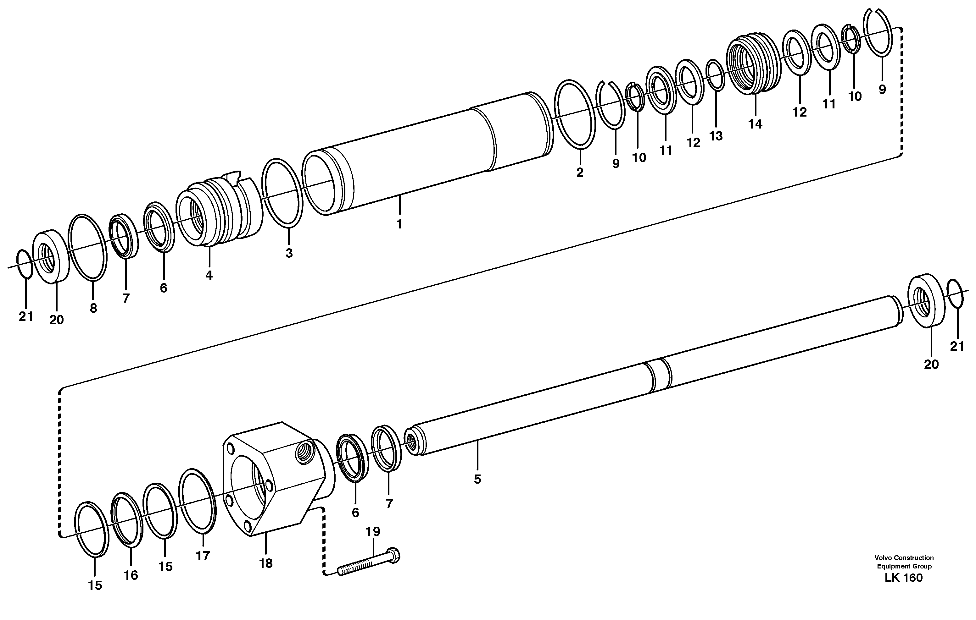 Схема запчастей Volvo EW140 - 28994 Гидроцилиндр рулевой EW140 SER NO 1001-1487