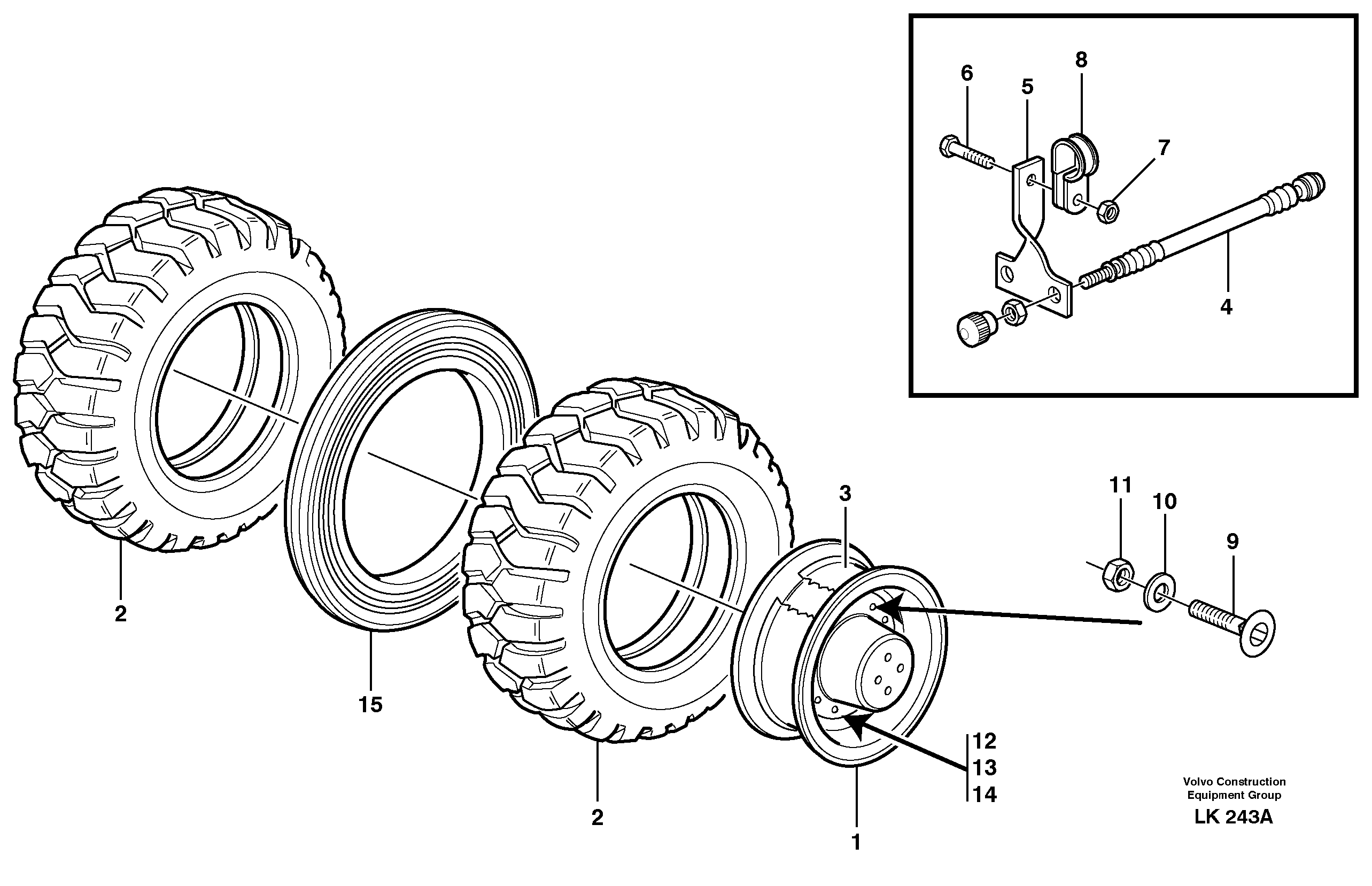 Схема запчастей Volvo EW140 - 32914 Wheel equipment EW140 SER NO 1001-1487